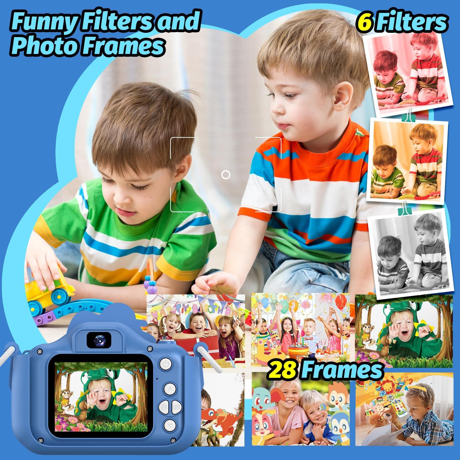 Thumbnail 5 de Cimizi H33 Dinosaur Kids Camera with Dual Cameras, 1080p Video and 8GB SD Card