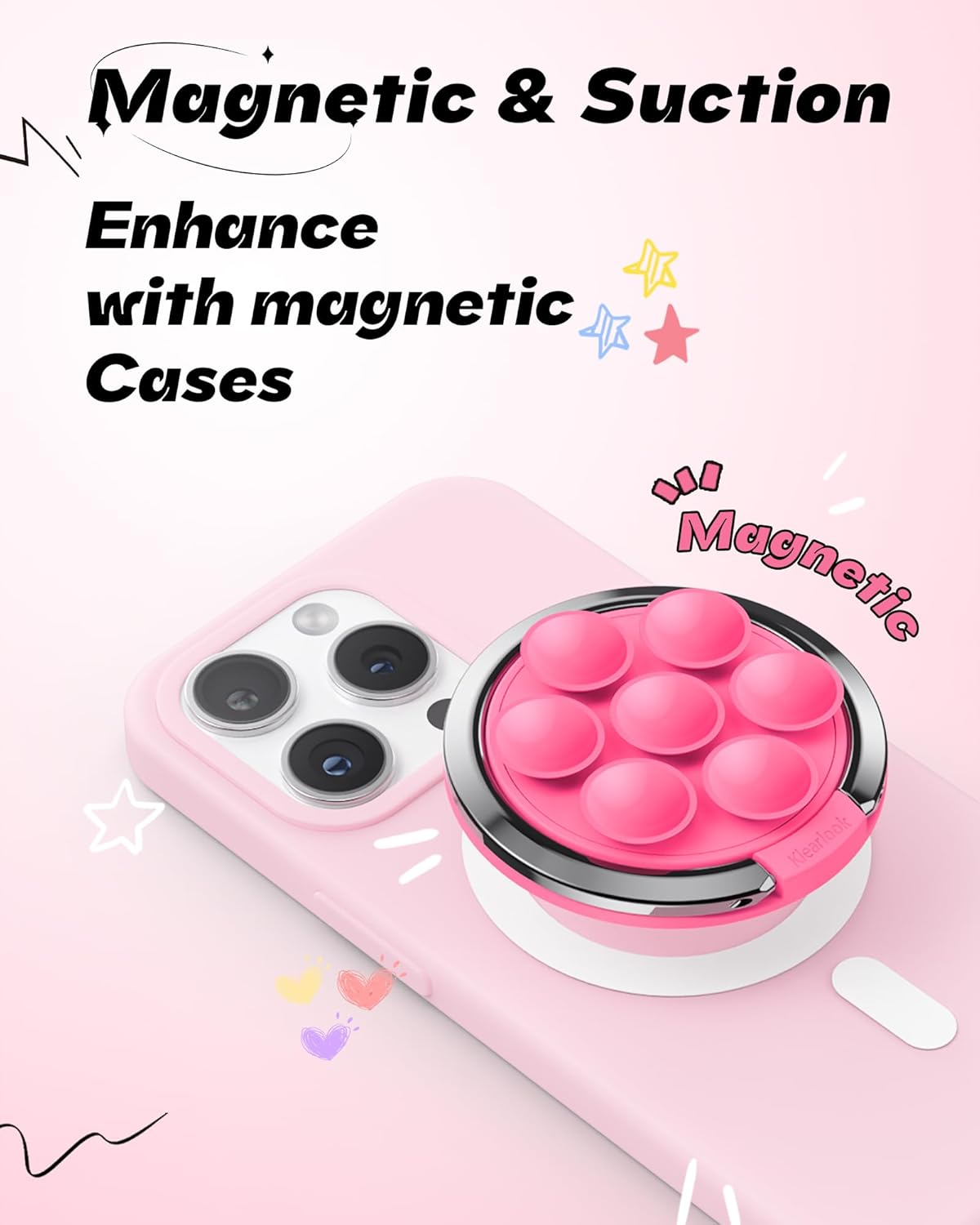 Thumbnail 2 de Magnetic Suction Phone Mount for MagSafe Case with Sticky Grip (Hot Pink)