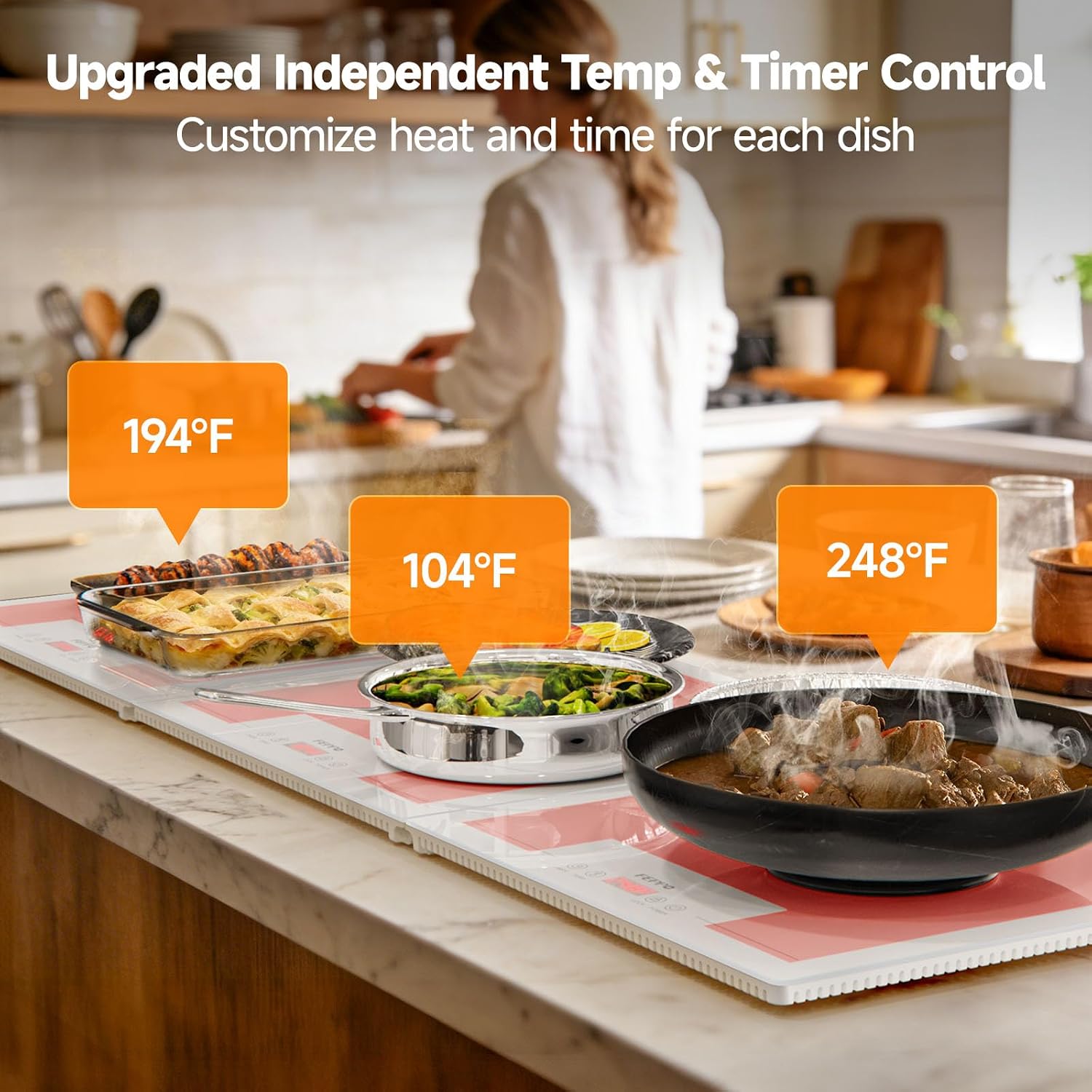 Detalle de FEPPO HF-PJ03 Modular Food Warmer, 47" x 15" Tempered Glass Tray
