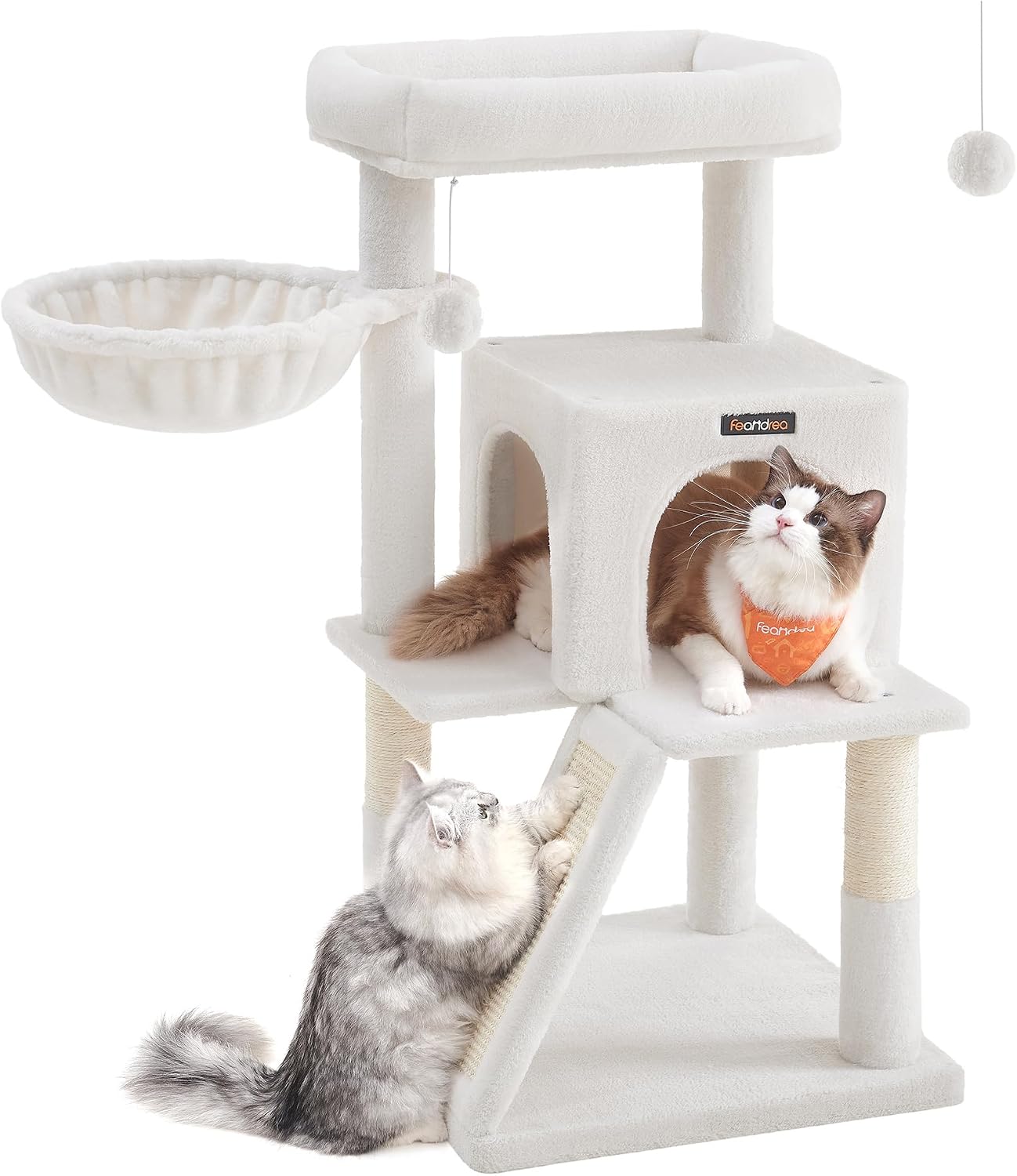 Detalle de Feandrea Arbre à Chat, Tour de Jeux Grand Plate-Forme Blanc Crème PCT051T01