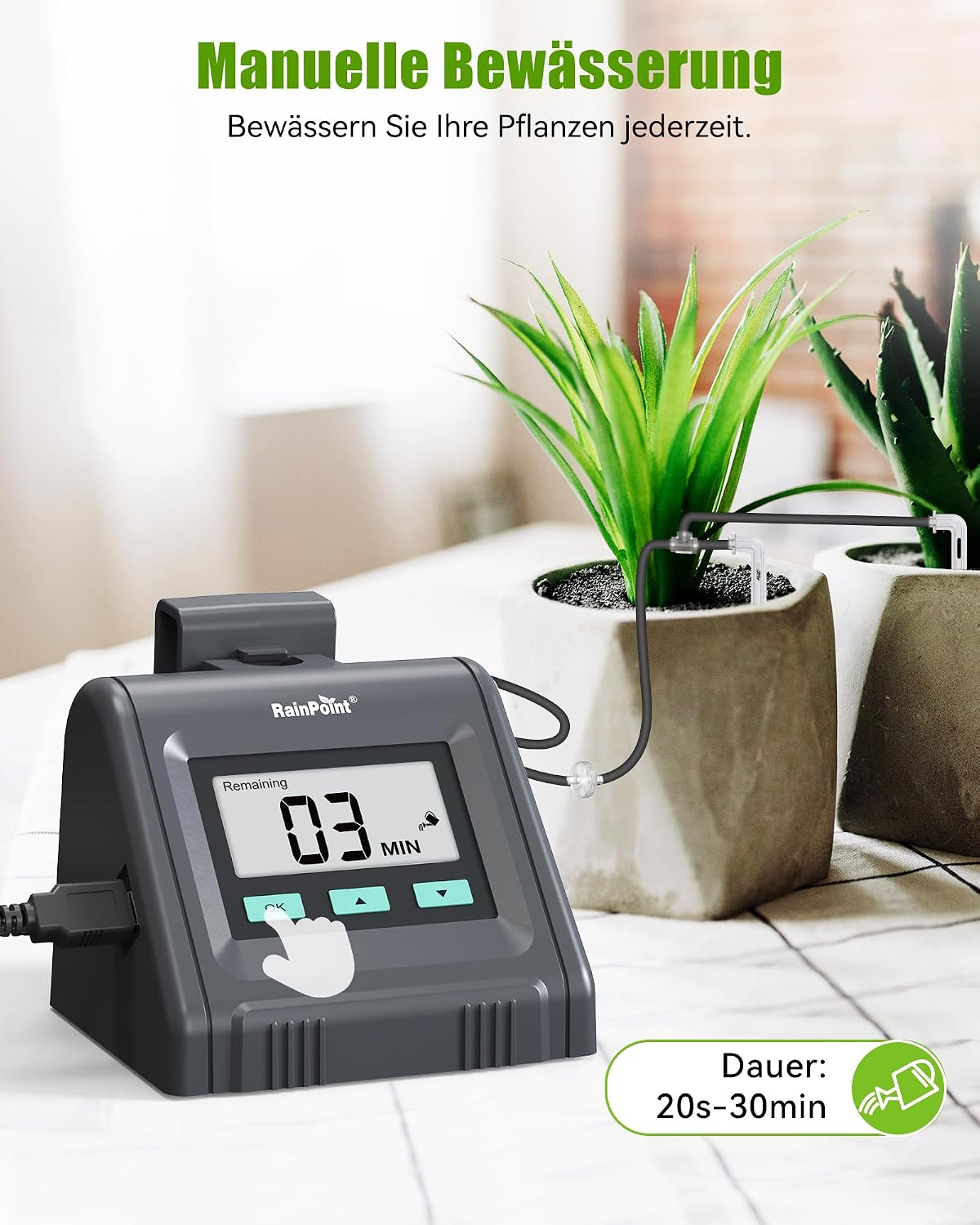 Detalle de RAINPOINT Sistema di irrigazione automatica a goccia per vasi (fino a 10), portata regolabile e kit fai-da-te