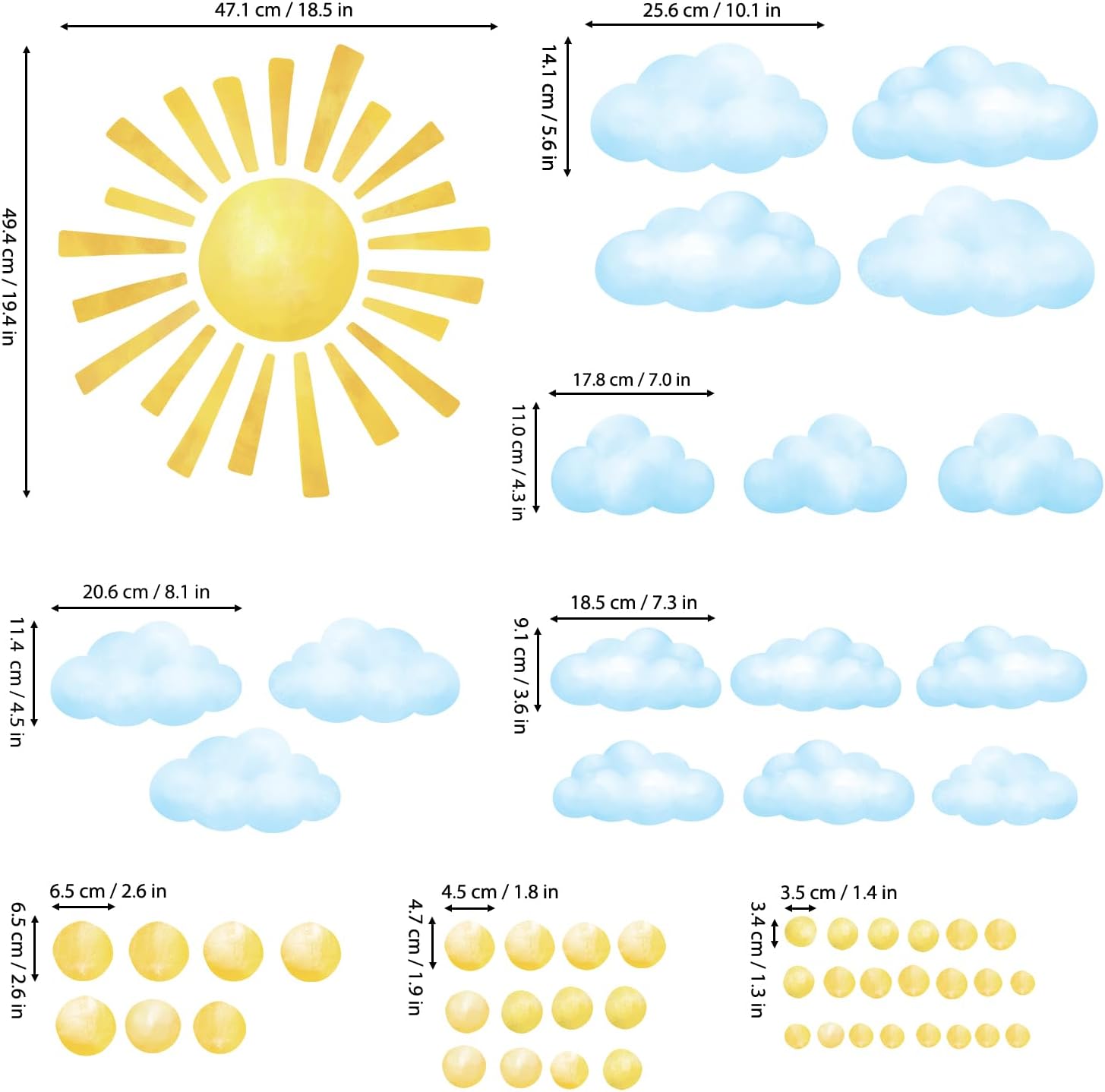 Thumbnail 5 de DECOWALL DS12-8079 Calcomanías de Sol y Nubes 🌞