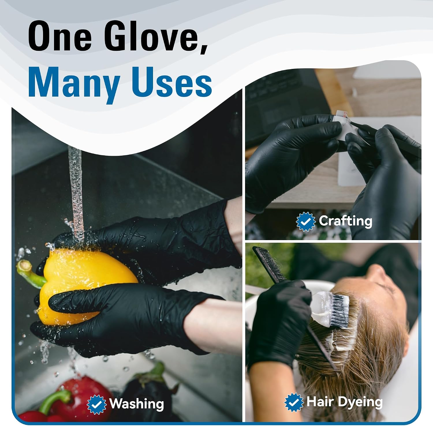 Thumbnail 5 de SWIFTLITE Black Disposable Nitrile Gloves — Food Safe, Latex-Free, Powder-Free (3 mil)