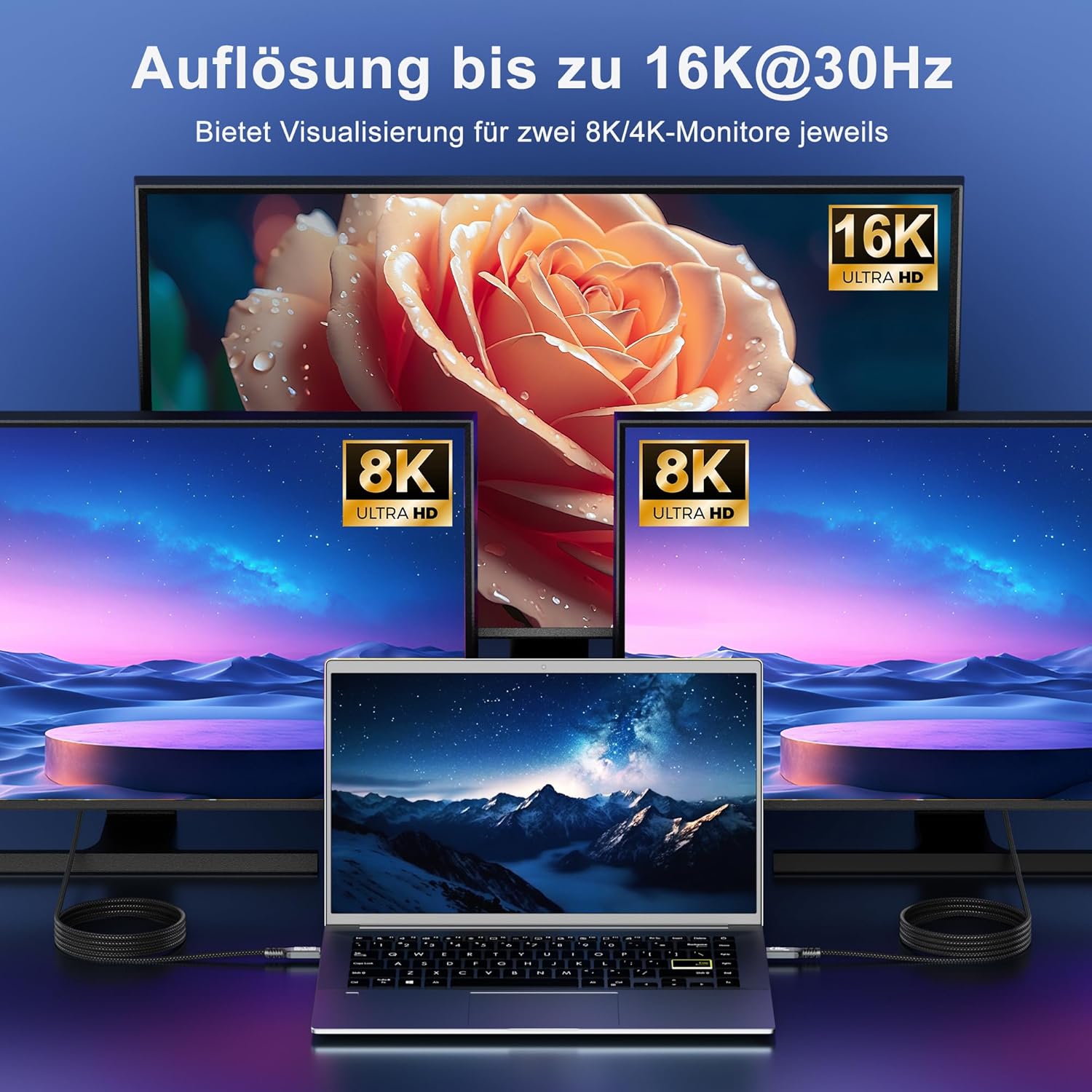 Thumbnail 3 de CAKOBLE Thunderbolt 4 Kabel (USB-C) 0,5 m – 40 Gbit/s, 240 W Schnellladung & Dual-Display bis 4K/144 Hz
