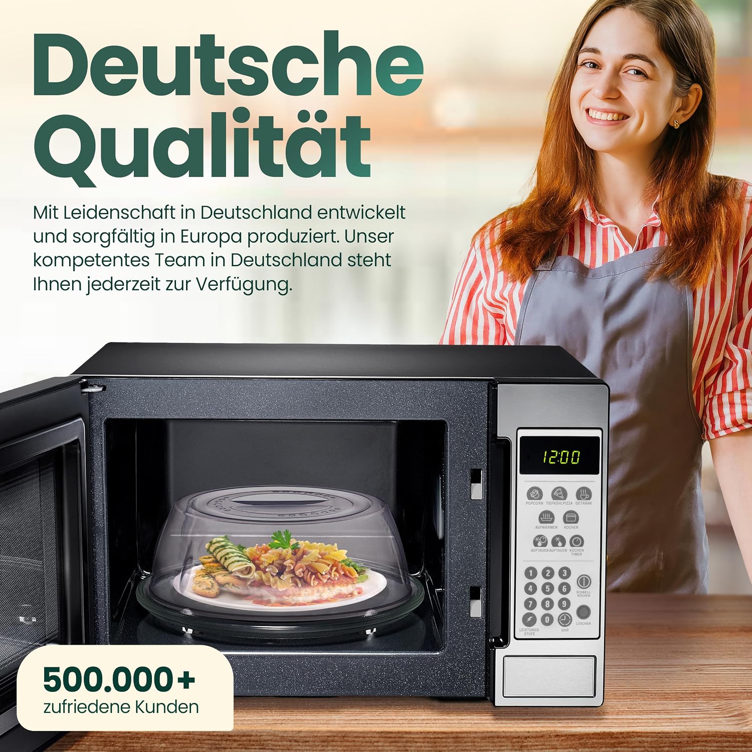 Detalle 2 de uandu Mikrowellen Abdeckung Ø 27 cm – Mikrowellenhaube mit Griff, Spritzschutz, BPA-frei