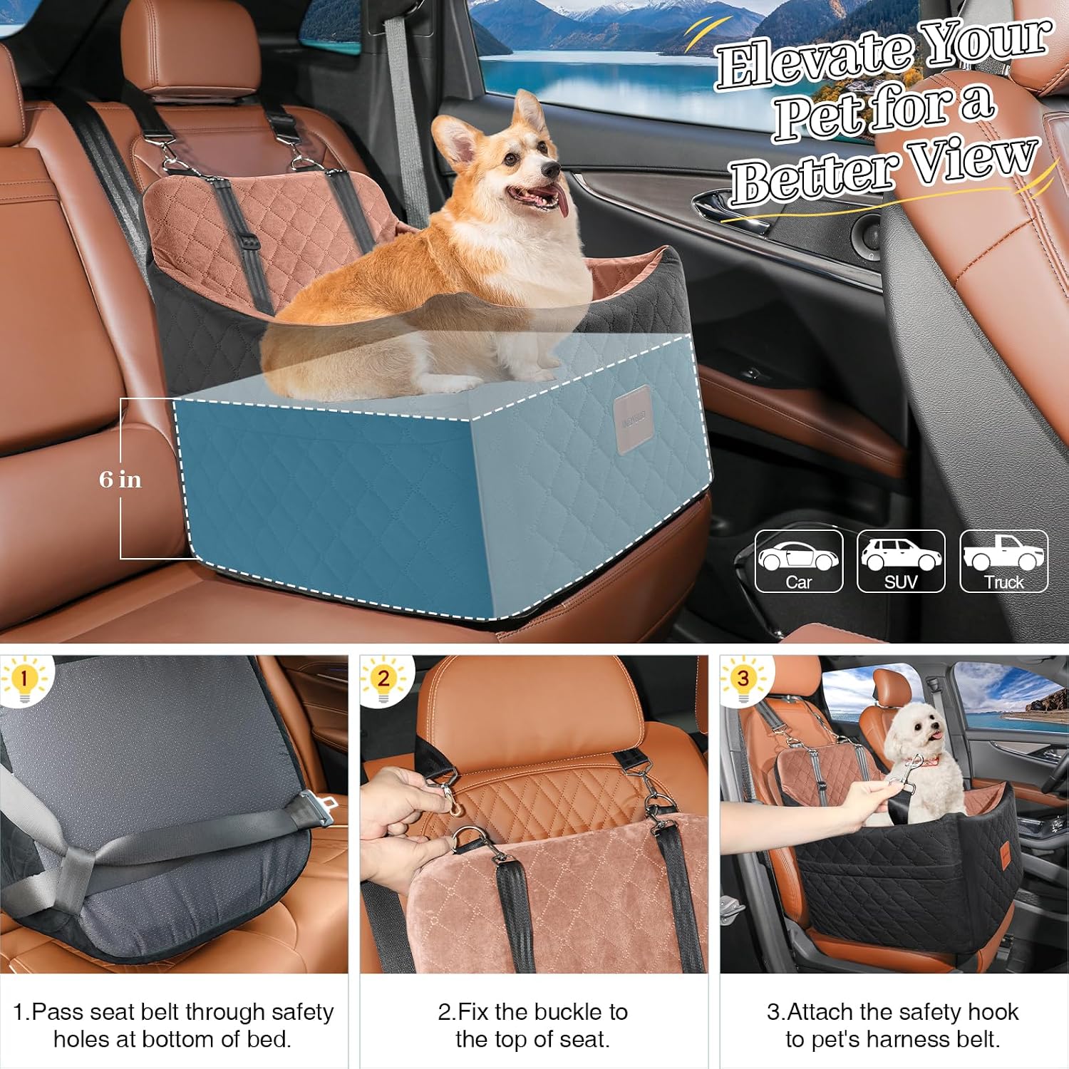 Thumbnail 5 de INDYBUD Dog Car Seat for Small to Medium Dogs