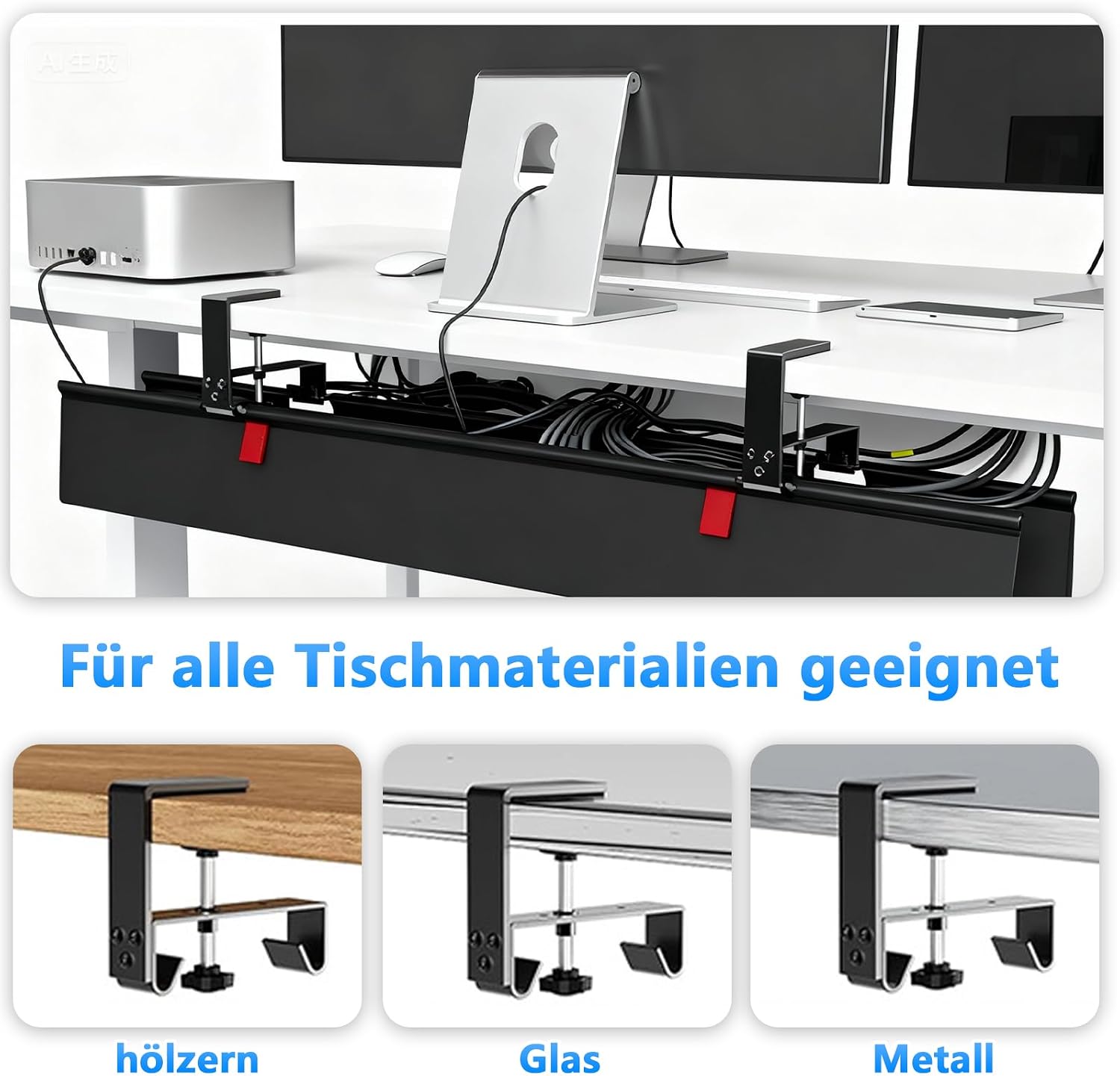 Detalle de HOSPAOP kabelränna för skrivbord, 70 cm i 600D Oxford-tyg