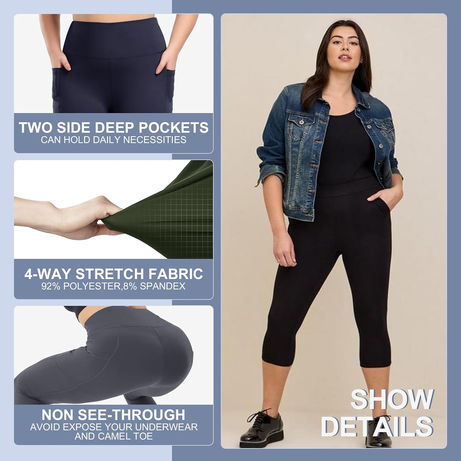 Detalle de Syrinx 3 Pack Plus Size Leggings 4XL