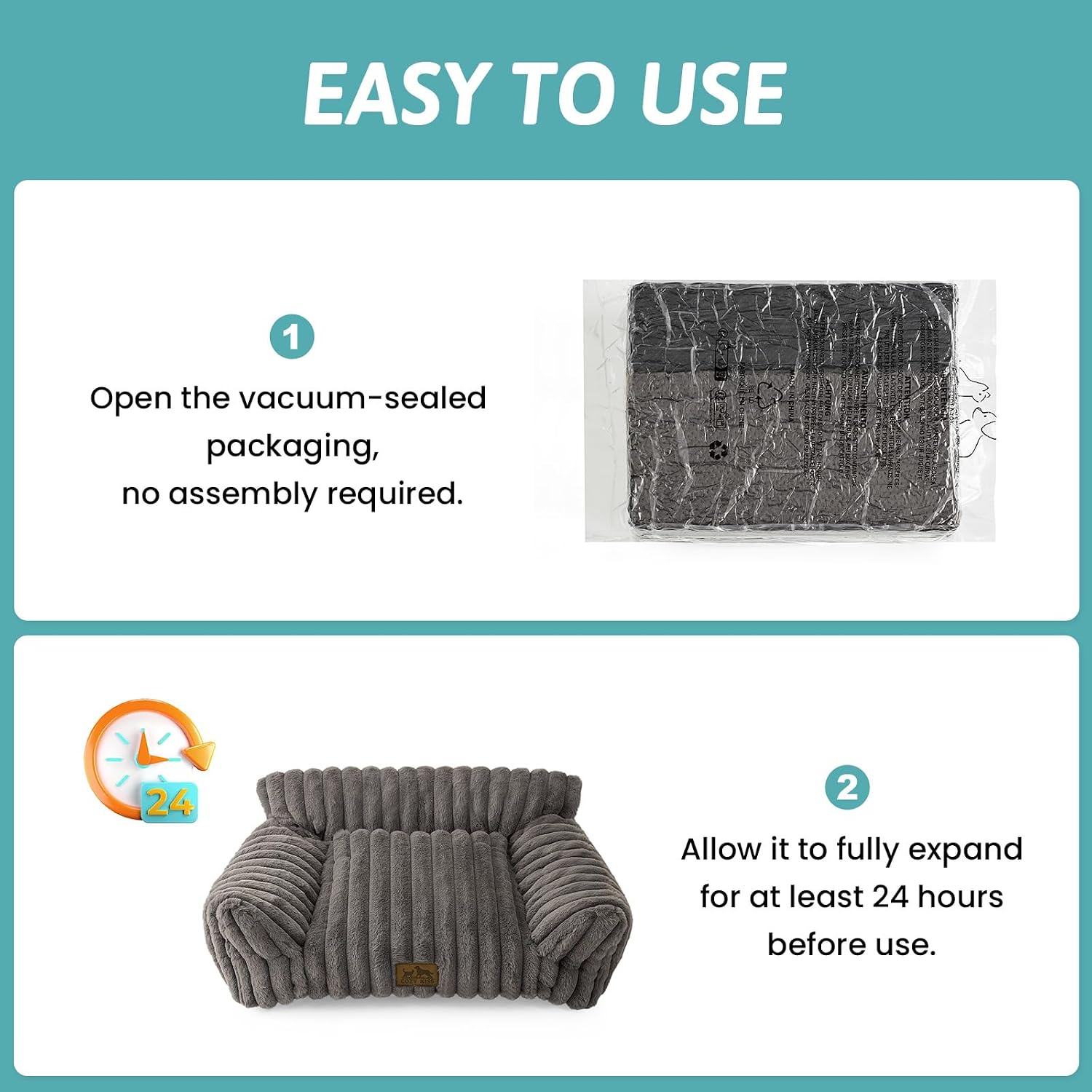 Thumbnail 6 de COZY KISS Cat Bed for Indoor Cats 65x44x30cm – Orthopedic, Washable and Anti‑Slip
