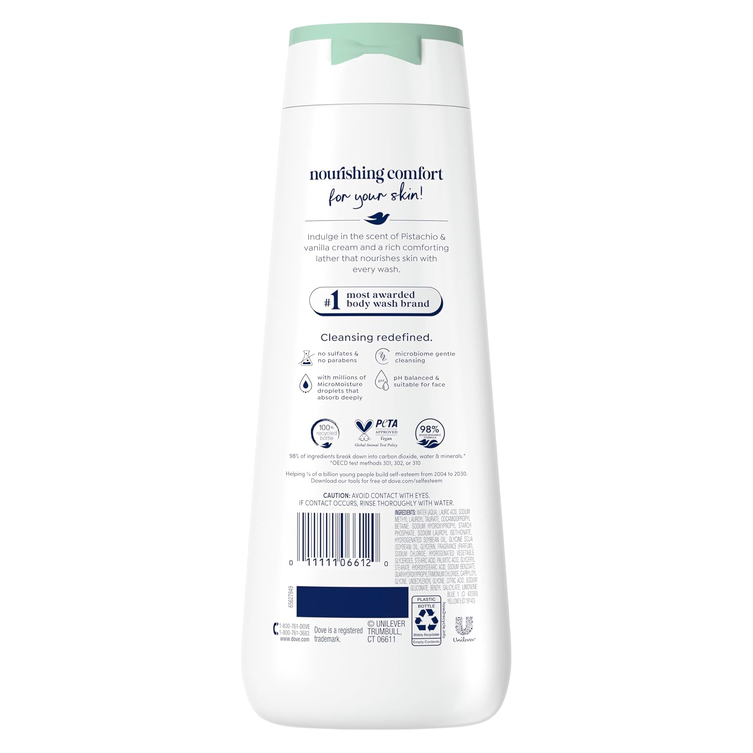 Detalle 2 de Dove Pistachio & Vanilla Cream Body Wash, 20 oz, Sulfate-Free
