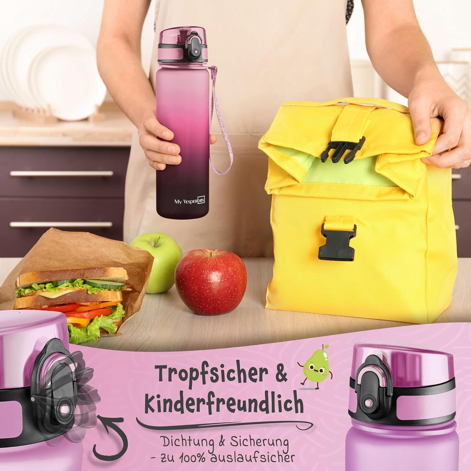 Thumbnail 3 de My Vesperbox Trinkflasche Kinder 500ML – auslaufsicher, spülmaschinenfest und mit Ersatzdichtung