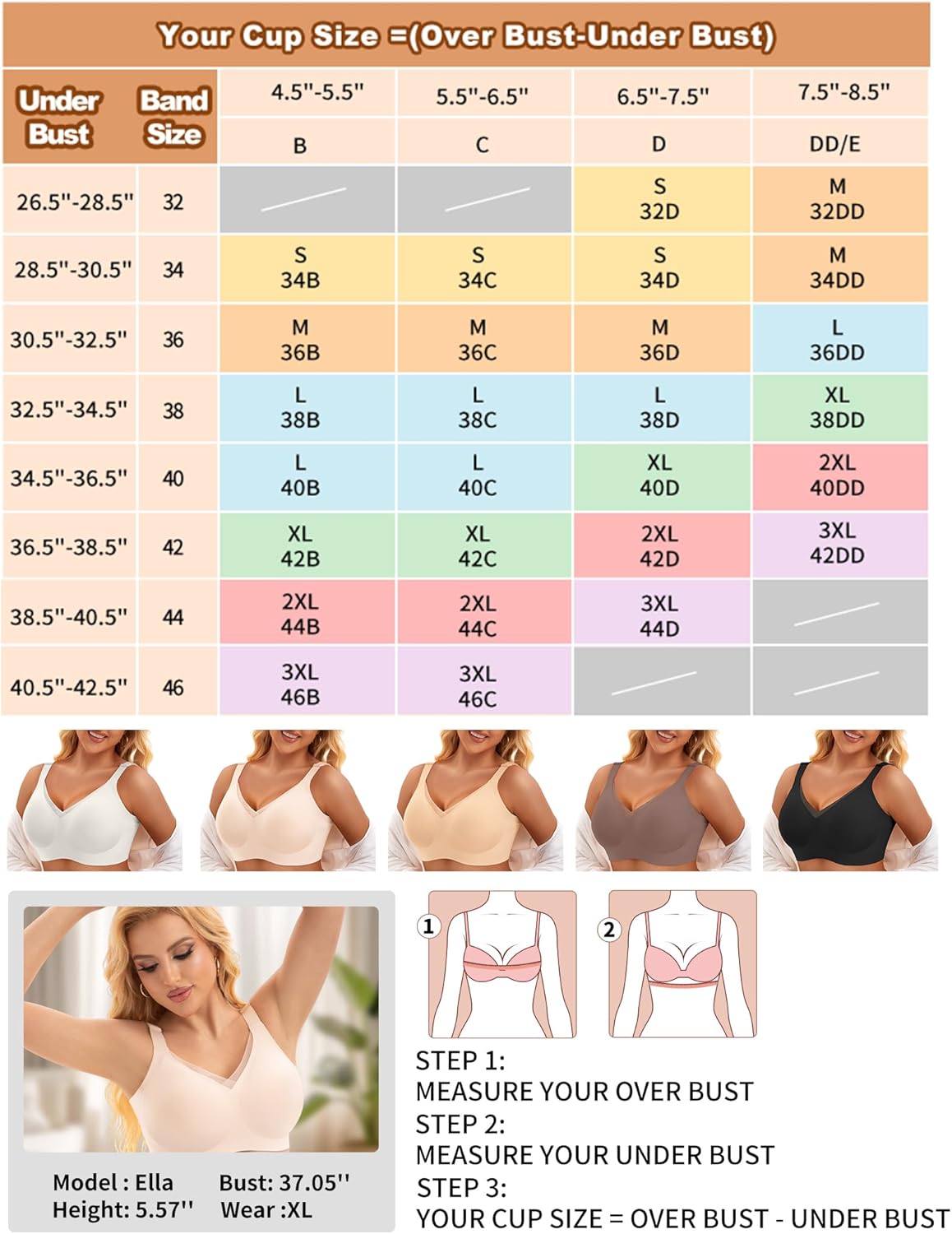 Thumbnail 6 de PoseFree Wireless Seamless Jelly Bra with V-Mesh (No Underwire) – Full Coverage T-Shirt Comfort