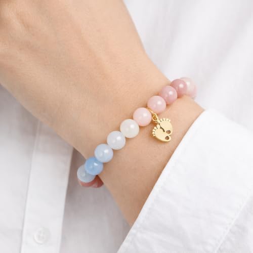 Thumbnail 2 de LouisAna Creation Bracelet en Pierre Naturelle pour Future Maman – Rhodonite, Quartz et Pédou doré
