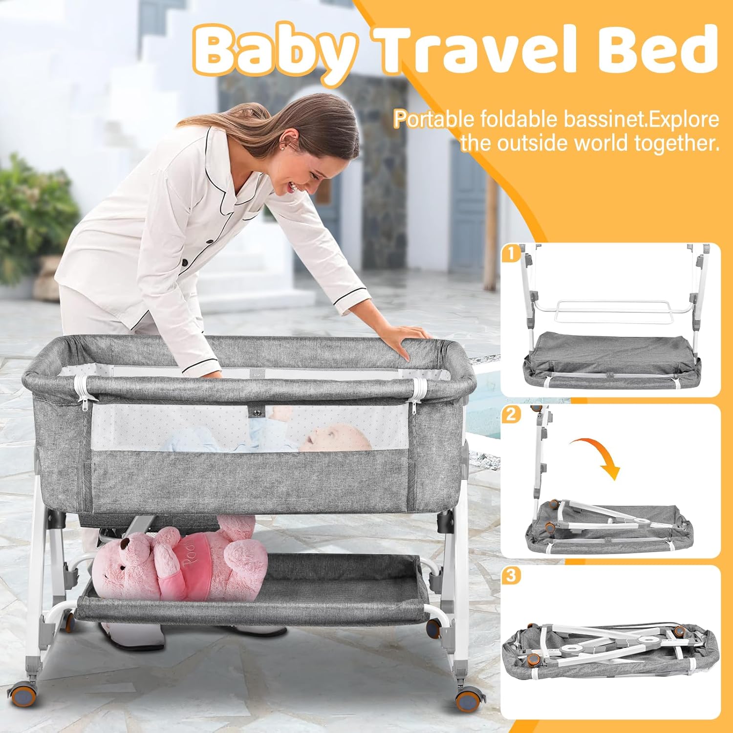 Thumbnail 6 de NIKYJM Beistellbett Baby 3 in 1 mit Höhenverstellung