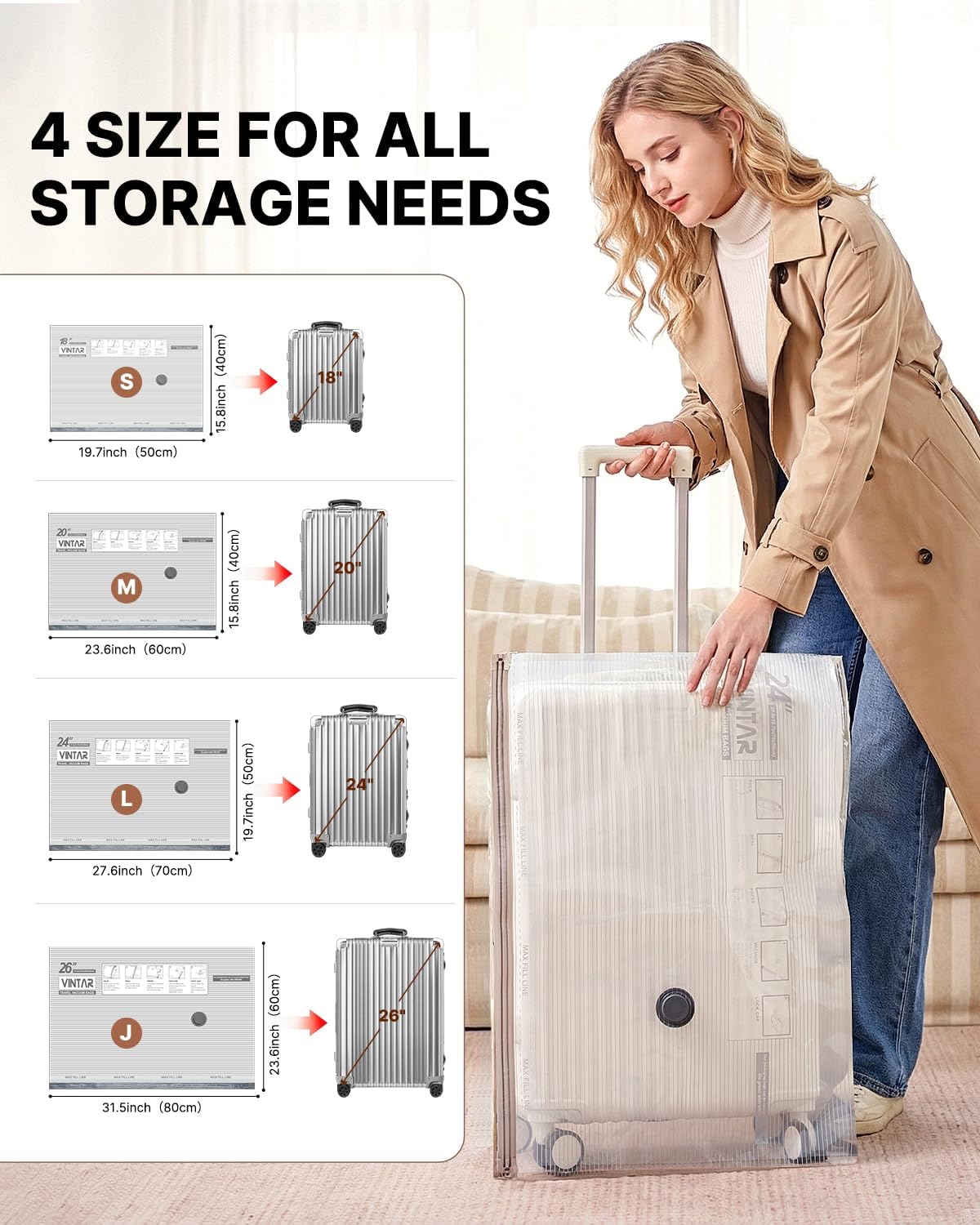 Detalle 1 de VINTAR Vacuum Storage Bags, 20-Pack
