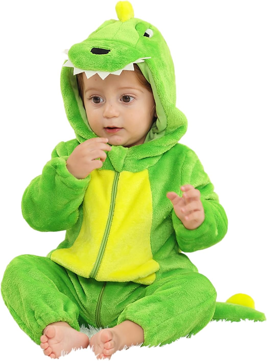 Detalle de Dream cosplay Baby Flannel Animal Costume, Hooded Button-Front One-Piece