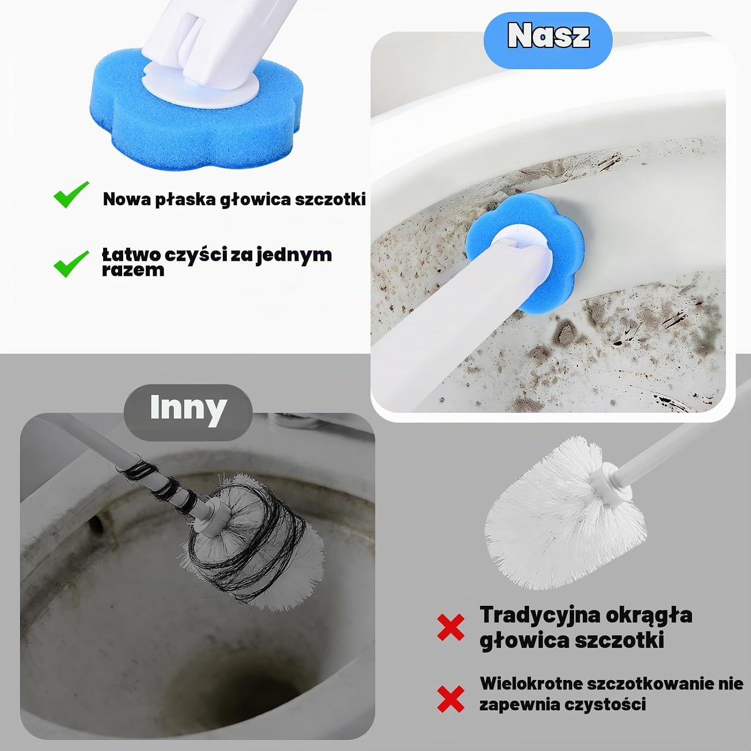 Detalle 1 de Behiruch-mtstz01 – jednorazowa szczotka do WC, 48 wkładów i 2 uchwyty ścienne