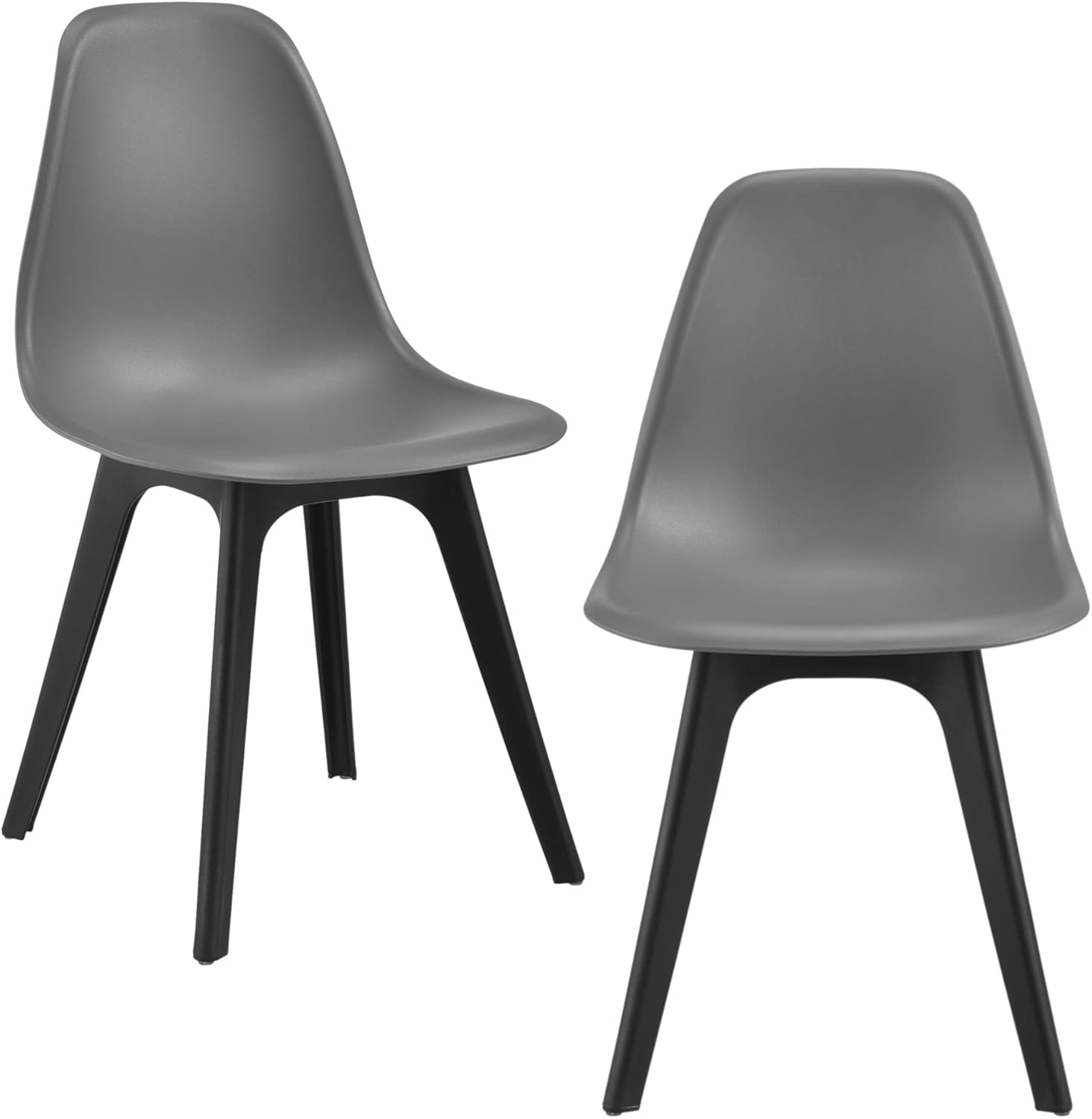 Detalle de en.casa Set di 2 Sedie da Sala da Pranzo in Plastica, Schienale Ergonomico, Grigio/Nero