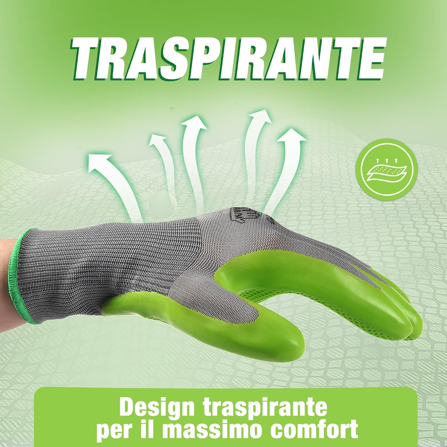 Detalle de WORKPRO 6 Paia di Guanti da Giardinaggio con Rivestimento in Lattice Ecologico – Taglia M