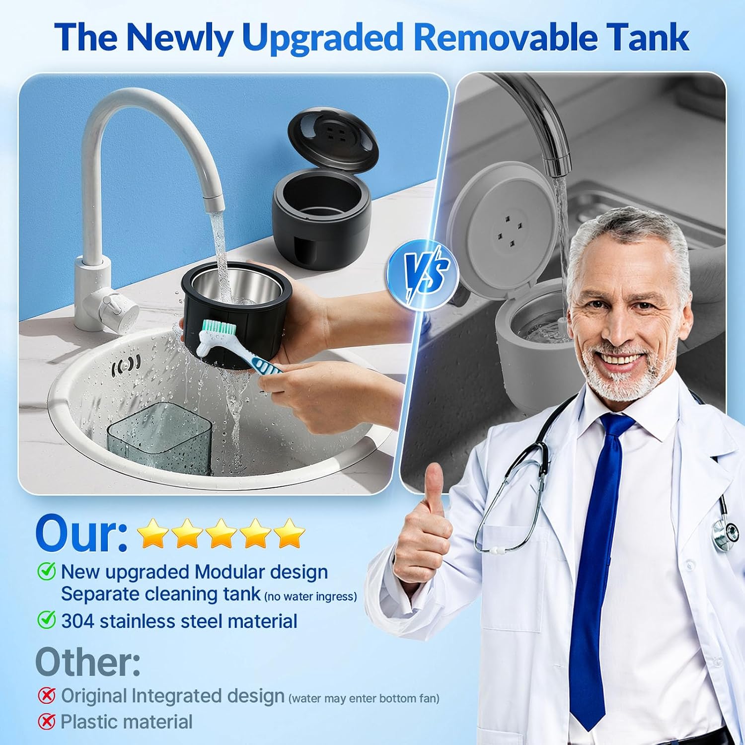 Thumbnail 3 de Ultrasonic Retainer Cleaner with 45kHz Cleaning, 4 UV-C Lamps and Removable Tank