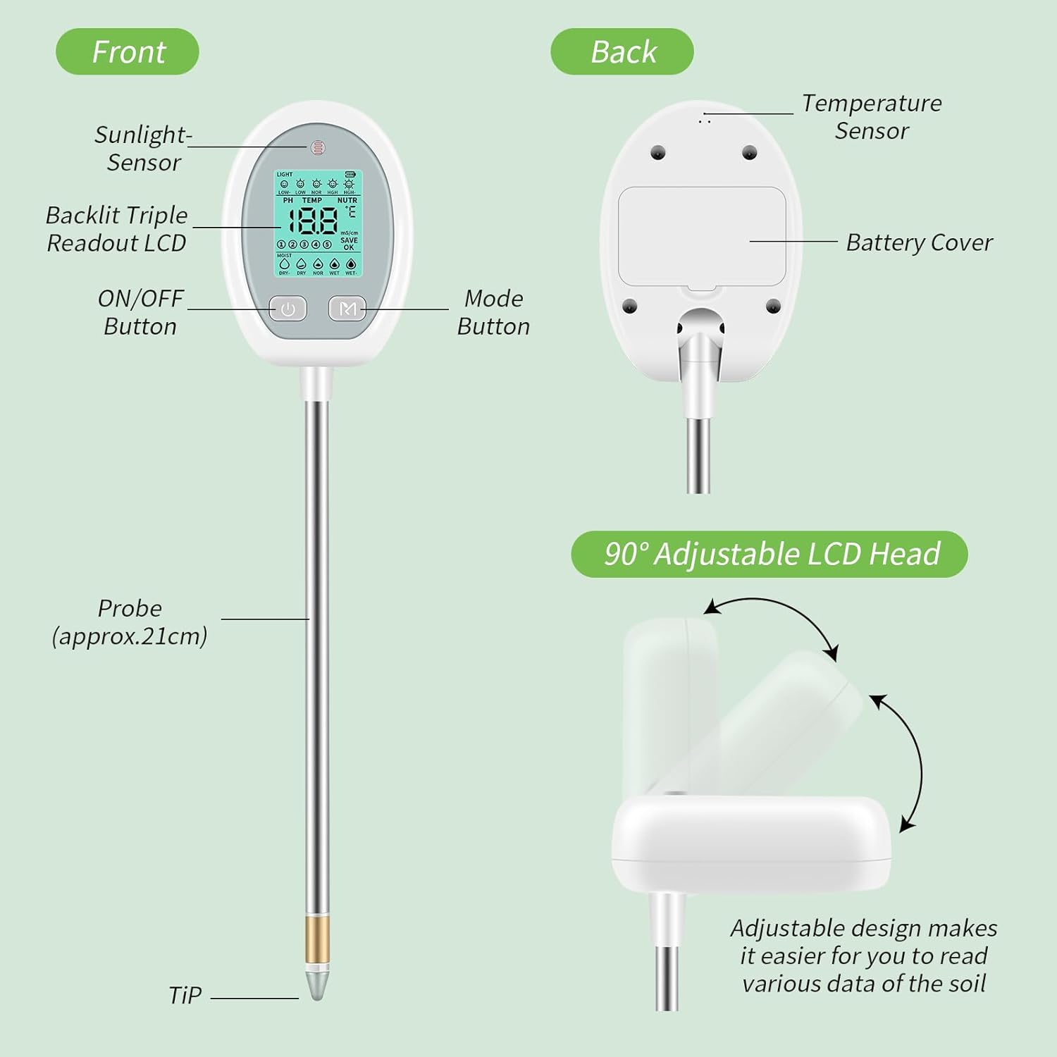 Thumbnail 6 de Landrip Medidor Humedad Plantas 5 en 1 🌱