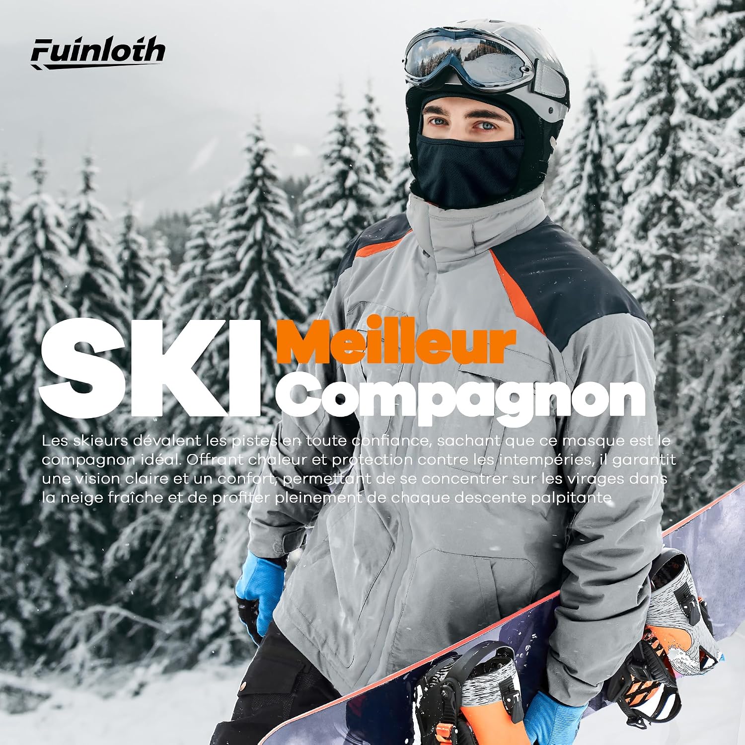 Detalle de fuinloth Cagoule moto/balaclava avec masque – protection UV UPF50+, séchage rapide et anti-vent