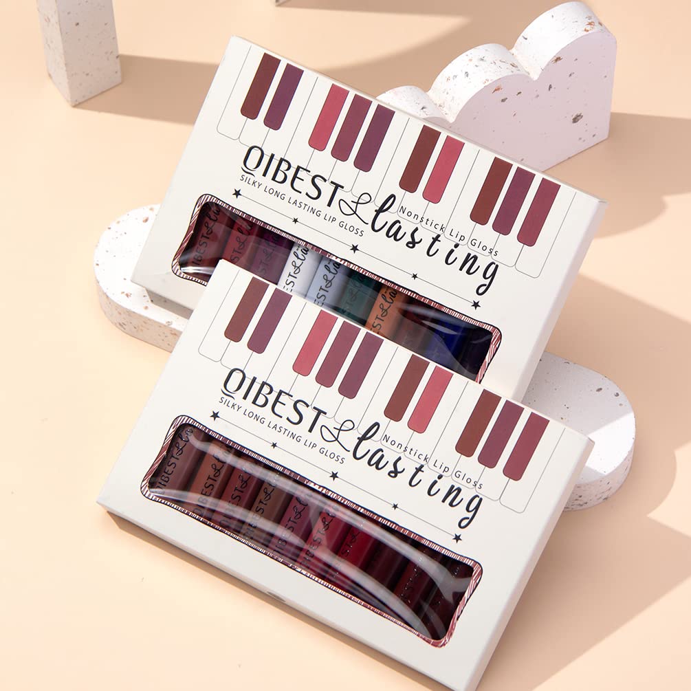 Thumbnail 4 de QiBest 12-Piece Matte Liquid Lipstick Set (24-Hour, Waterproof) — Nude & Dark Red Velvet Finish