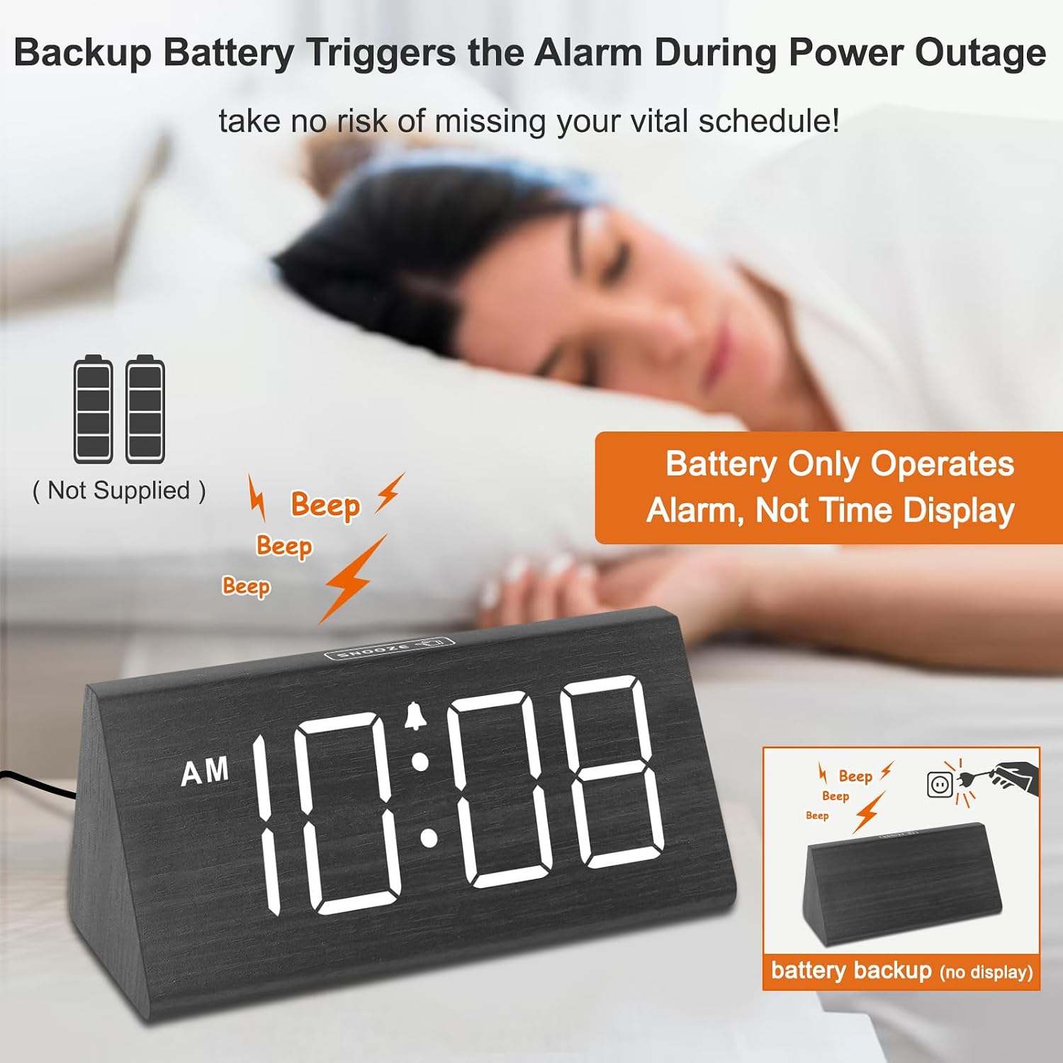 Detalle de DreamSky Wooden Digital Alarm Clock