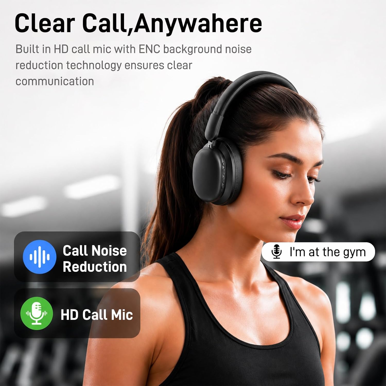 Thumbnail 6 de TIMU Bluetooth Headphones Over Ear: 75H Playtime, Foldable Comfort and Custom EQ for Travel and Work