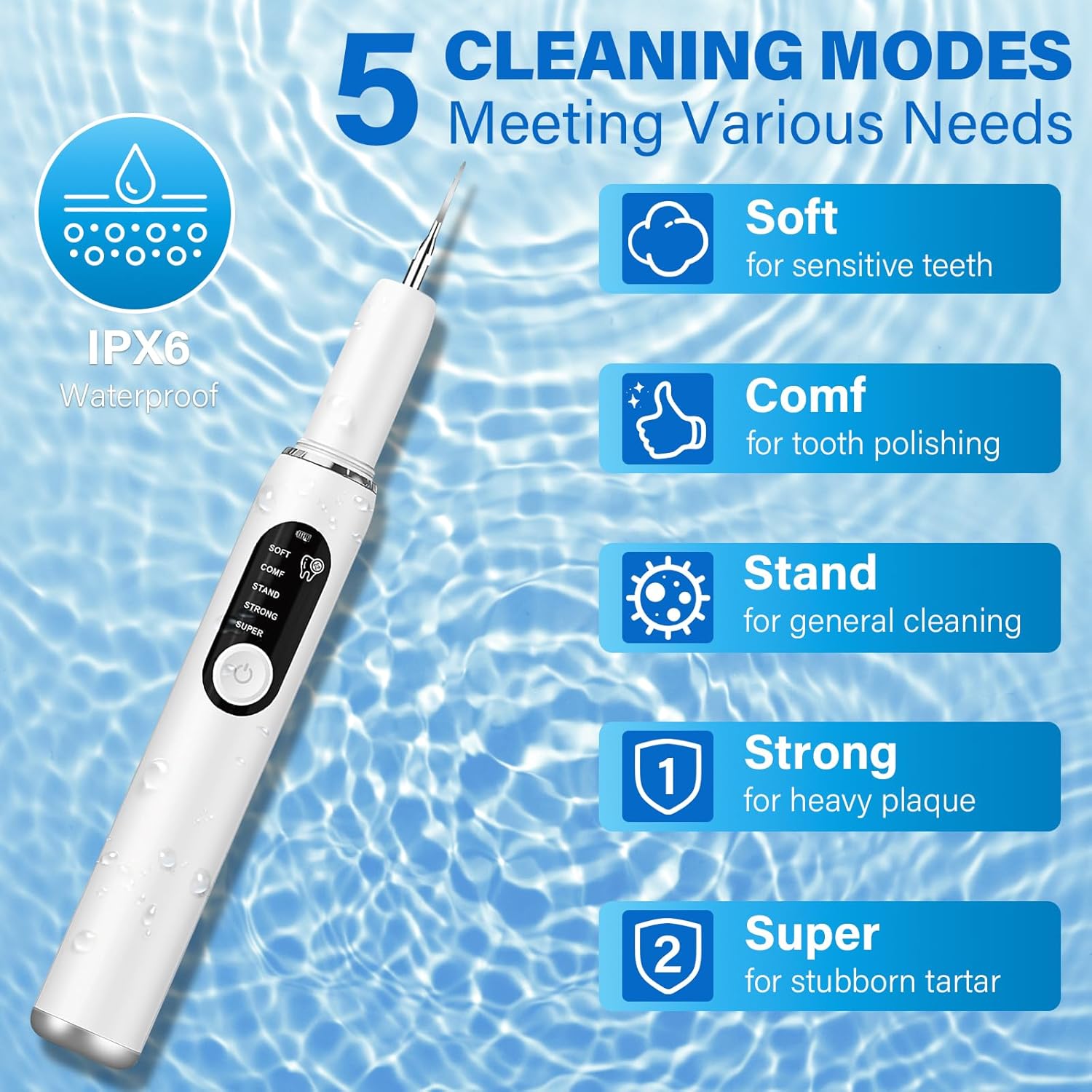 Thumbnail 2 de Collazoey Kit Pulizia Denti per Cani e Gatti con spazzolino a ultrasuoni 5 modalità e LED