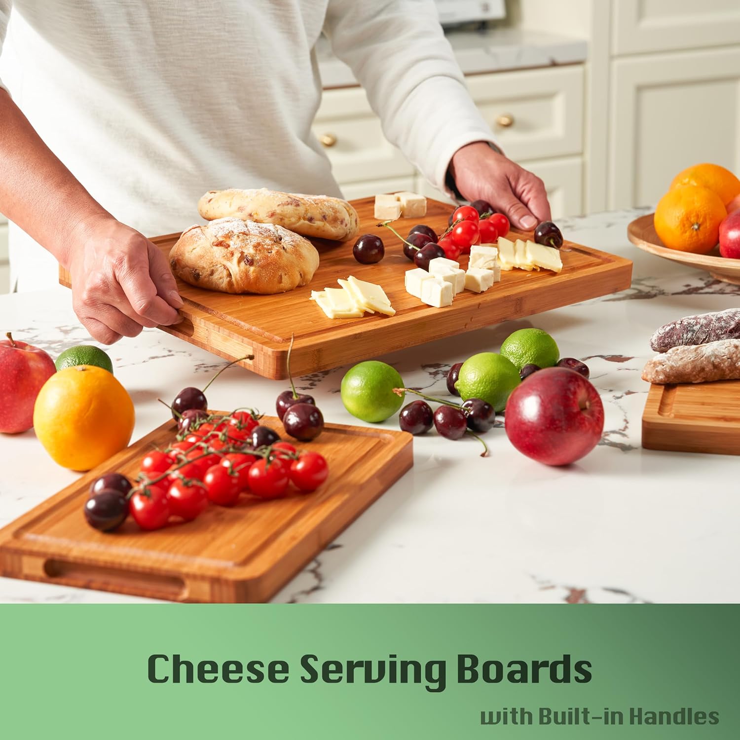 Thumbnail 3 de Bamboo Wood Cutting Board 16x11, 1" Thick 🍽
