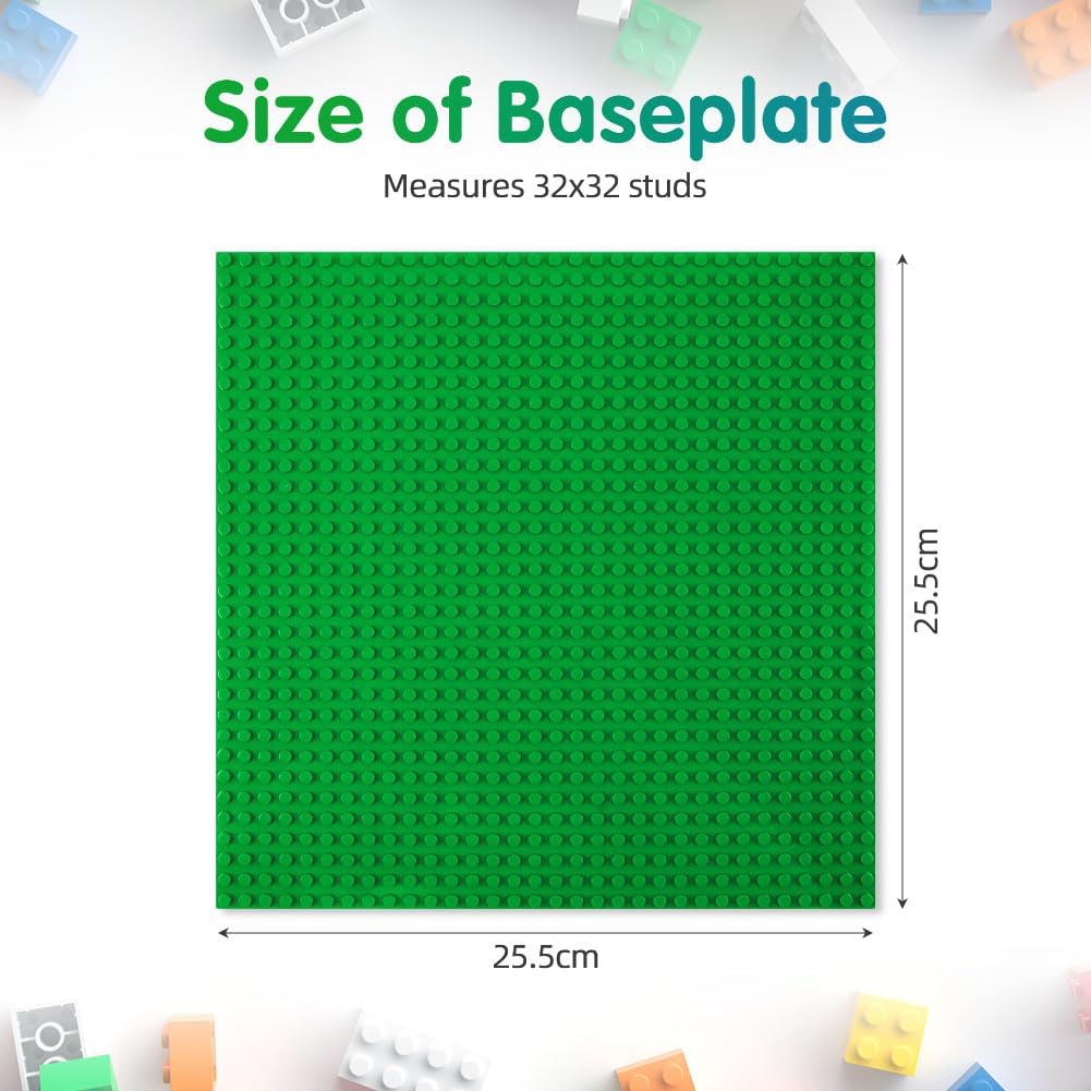 Detalle 2 de HOTUT Plaques de construction 32x32 avec goujons (lot de 4) base verte pour blocs 25,5x25,5 cm
