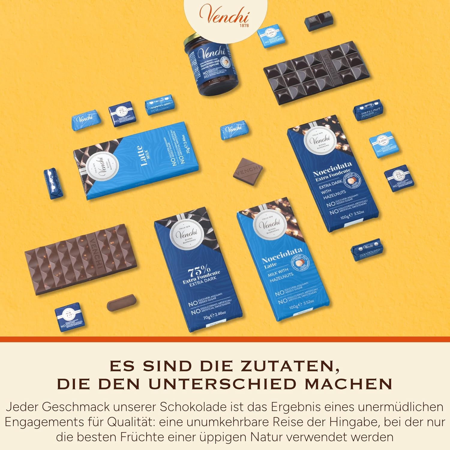 Thumbnail 6 de Venchi Zartbitterschokolade mit Haselnüssen (NO Added Sugar) – glutenfrei & vegan, 100 g