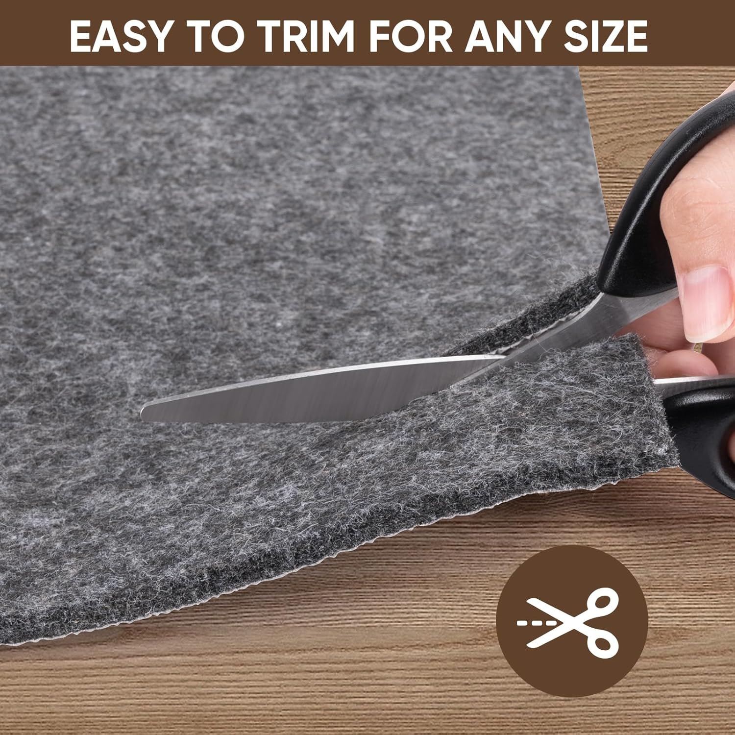 Detalle de BALEINE 8x10 ft Rug Pad with Rubber Grip Backing – 1/4" Felt Anti-Slip Underlay