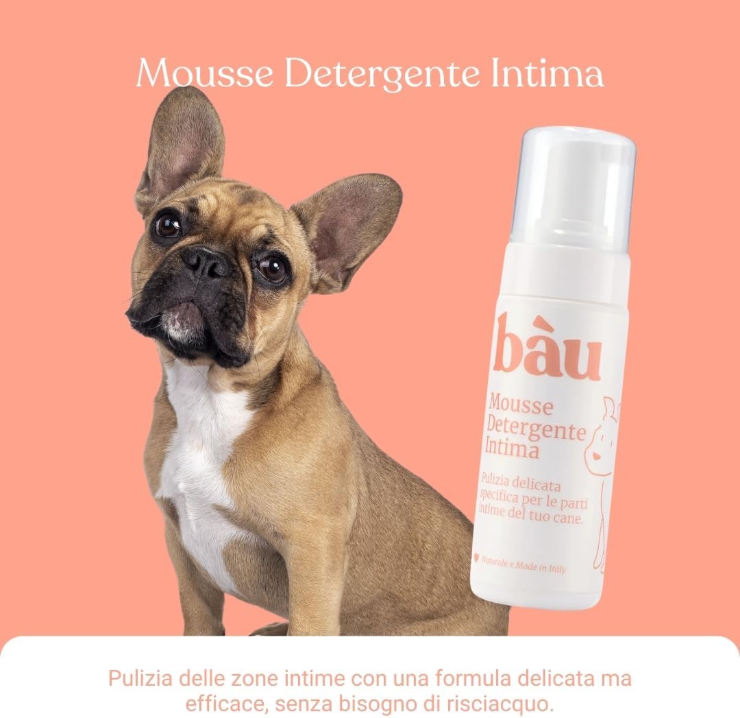 Detalle de Bau Mousse Detergente Intimo per Cani senza Risciacquo con Camomilla e Aloe Bio