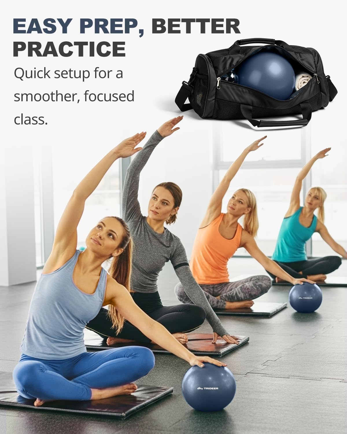 Detalle 2 de Trideer TRUSAM-YBAM-PVFR23 9-Inch PVC Exercise Ball, Navy, Textured