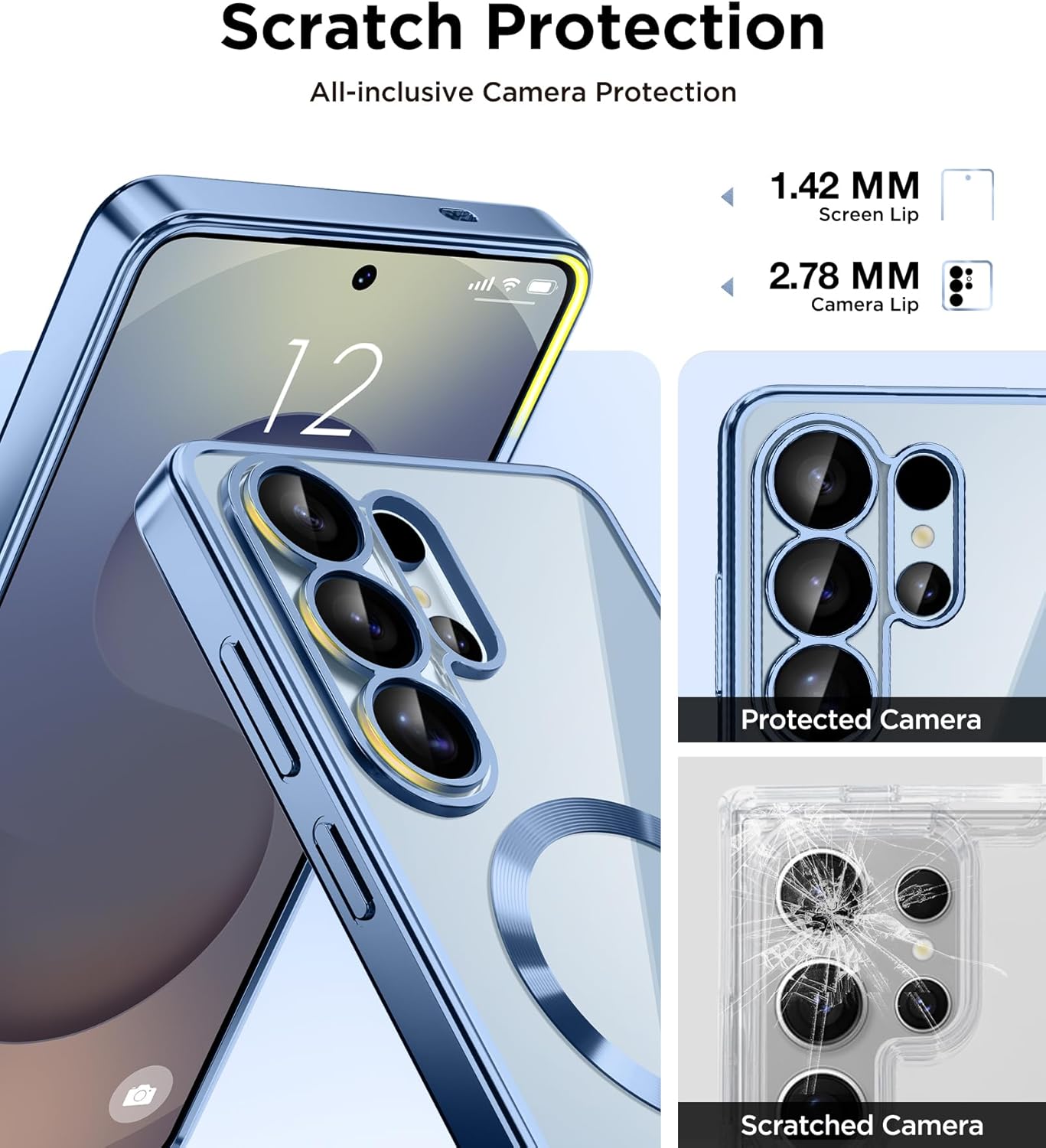 Thumbnail 3 de Magnetic Case for Samsung Galaxy S26 Ultra with Screen Protector (MagSafe, Full Camera Protection) — Sky Blue/Clear