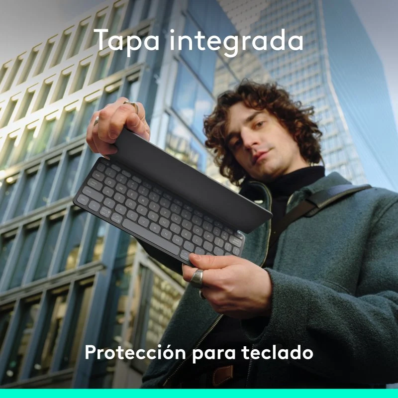 Detalle 2 de Logitech Keys-To-Go 2 Teclado Multidispositivo Inalámbrico Bluetooth Grafito
