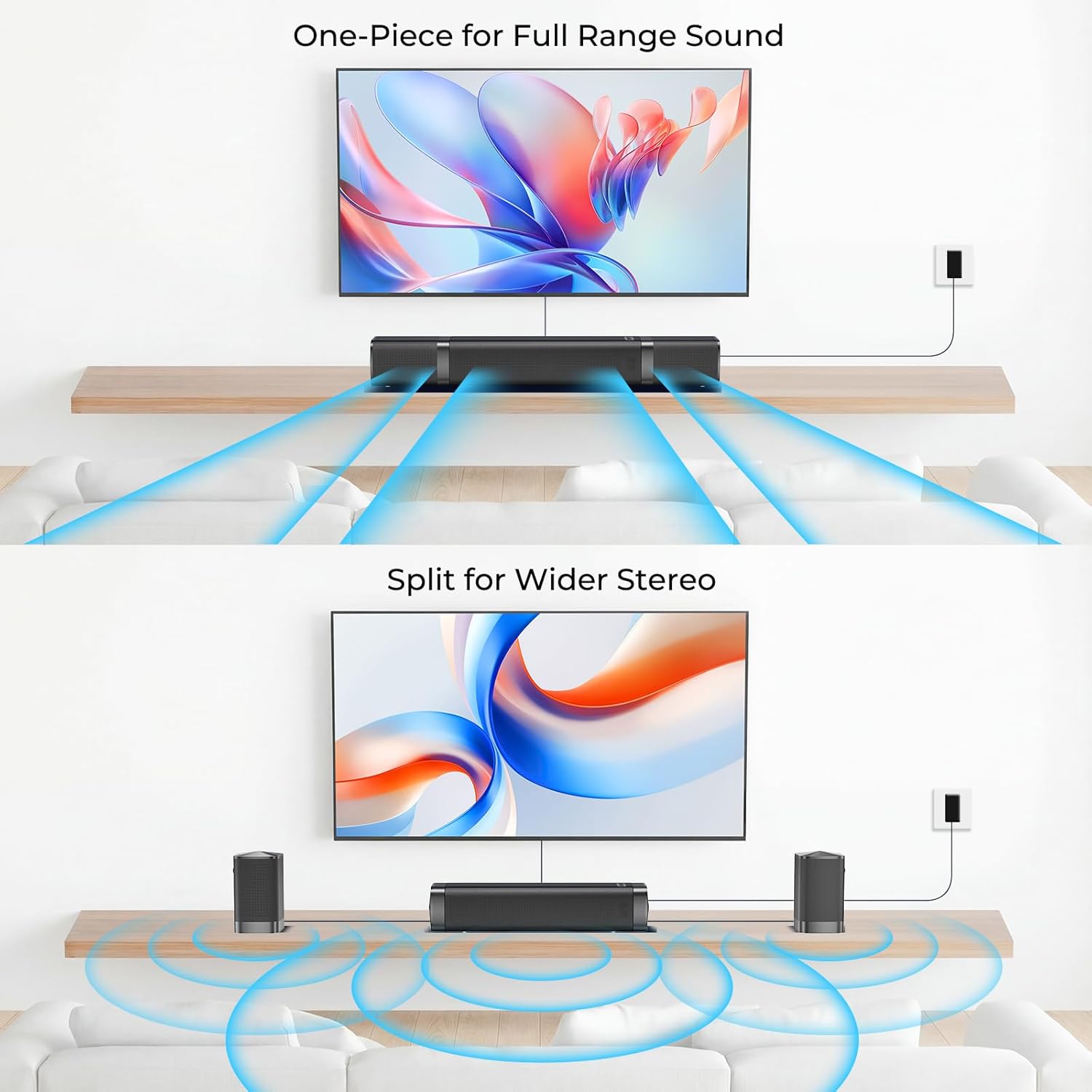 Detalle 2 de GarageRock 2.1ch Soundbar – 2026 Upgraded 3-in-1 Detachable Sound Bar