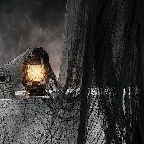 Detalle 1 de RunNico RunNico12 Halloween Creepy Cloth, 197" x 85" Black Cotton Gauze