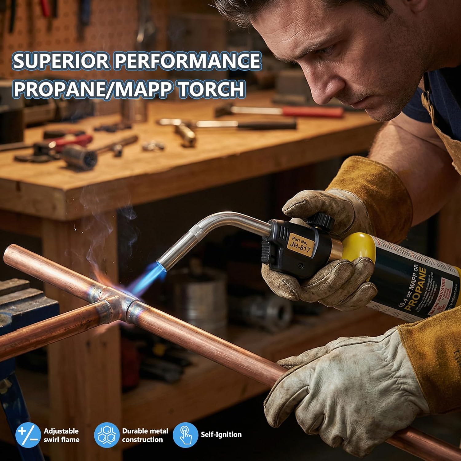 Thumbnail 1 de Propane Torch Head with Trigger-Start Ignition for HVAC, Welding & Plumbing