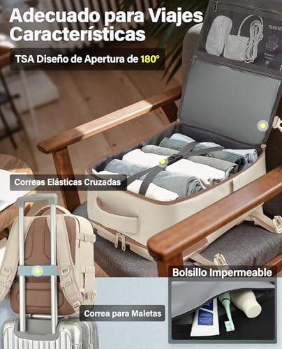 Thumbnail 4 de Mochila VANKEV para cabina 40x30x20 cm (24 L) con tiras y compartimentos: ideal para aerolíneas como Vueling, Ryanair y EasyJet