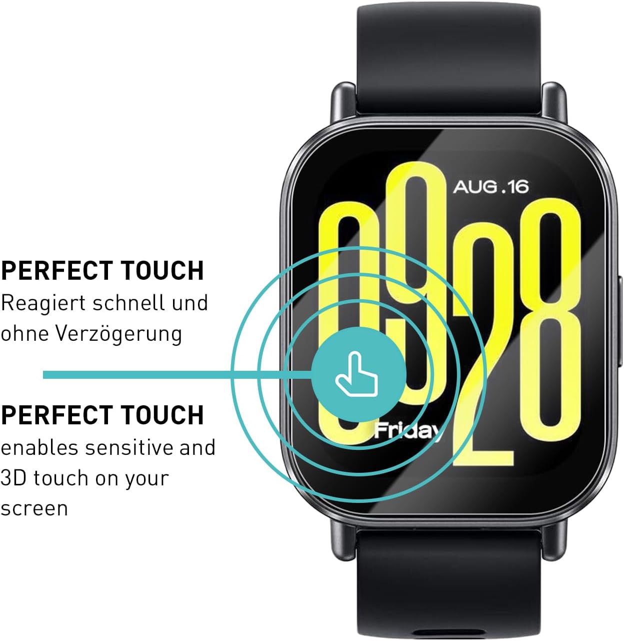 Detalle de SmarTect Tempered Glass for Xiaomi Redmi Watch 5 Active, 3-Pack, 9H