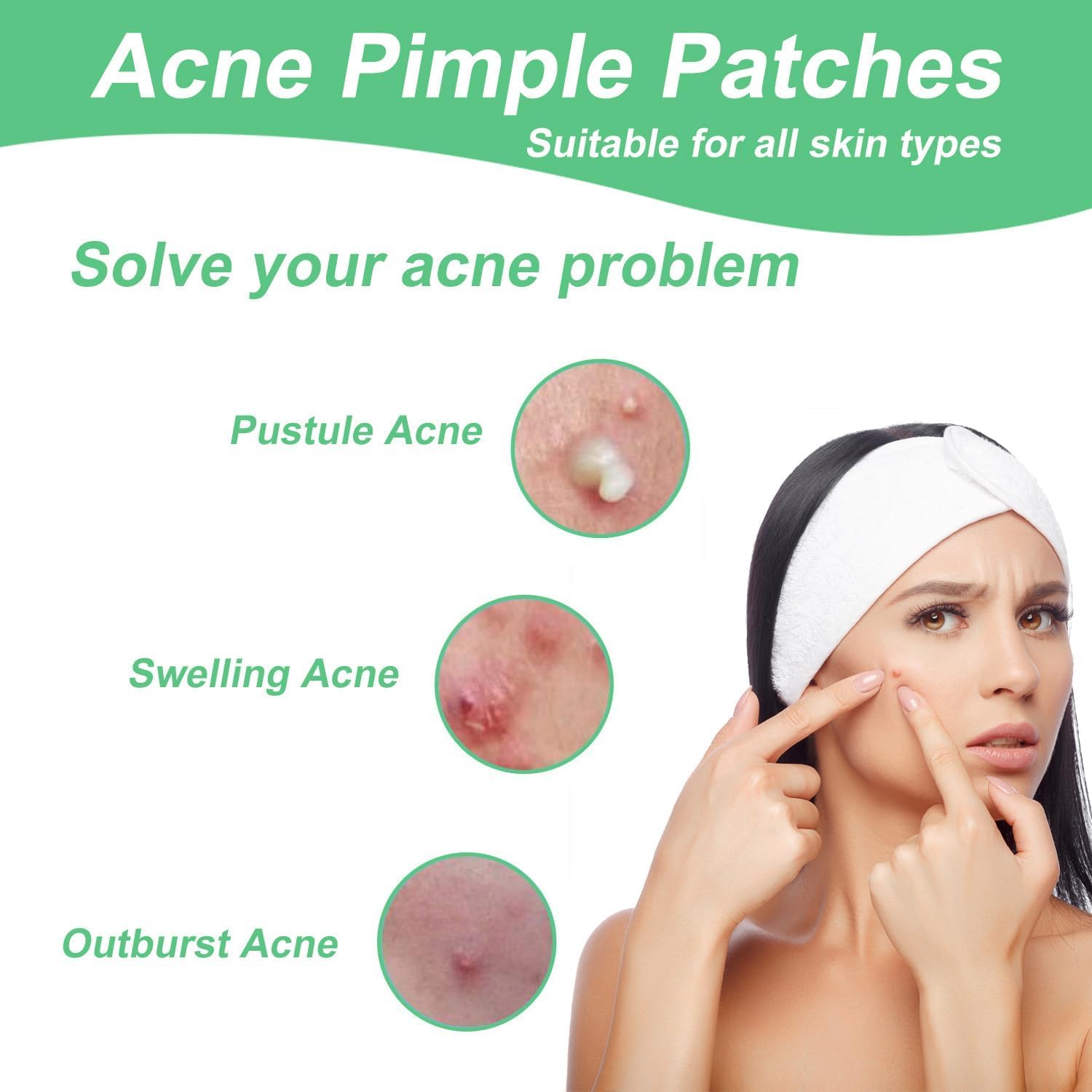 Detalle de Patch bouton hydrocolloïde 2-en-1 300 pièces (imperméable, invisible) pour acné jour et nuit