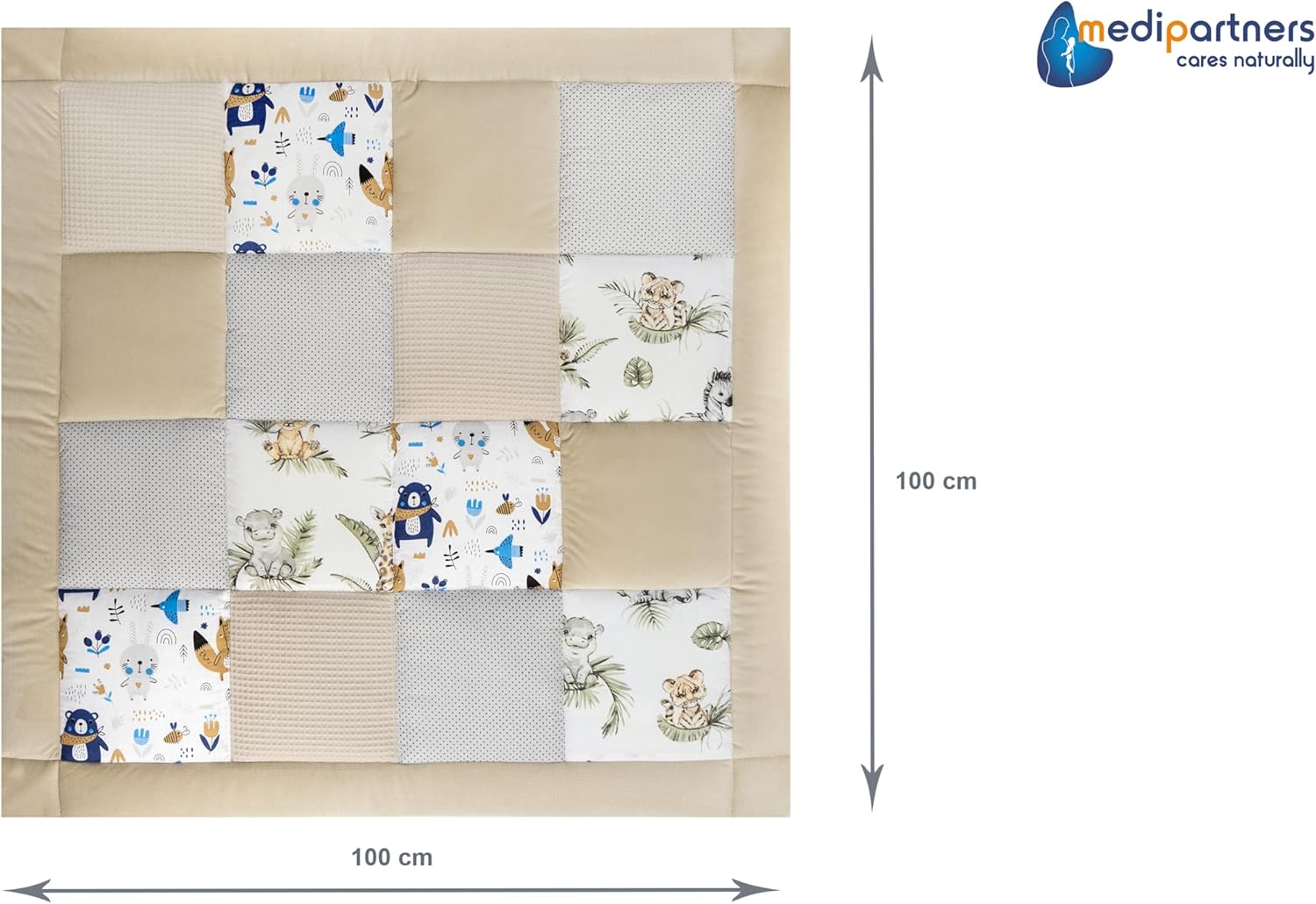 Thumbnail 2 de Medi Partners Tapis d'éveil Bebe 100x100 cm – Motricité et douceur en coton certifié OEKO-TEX