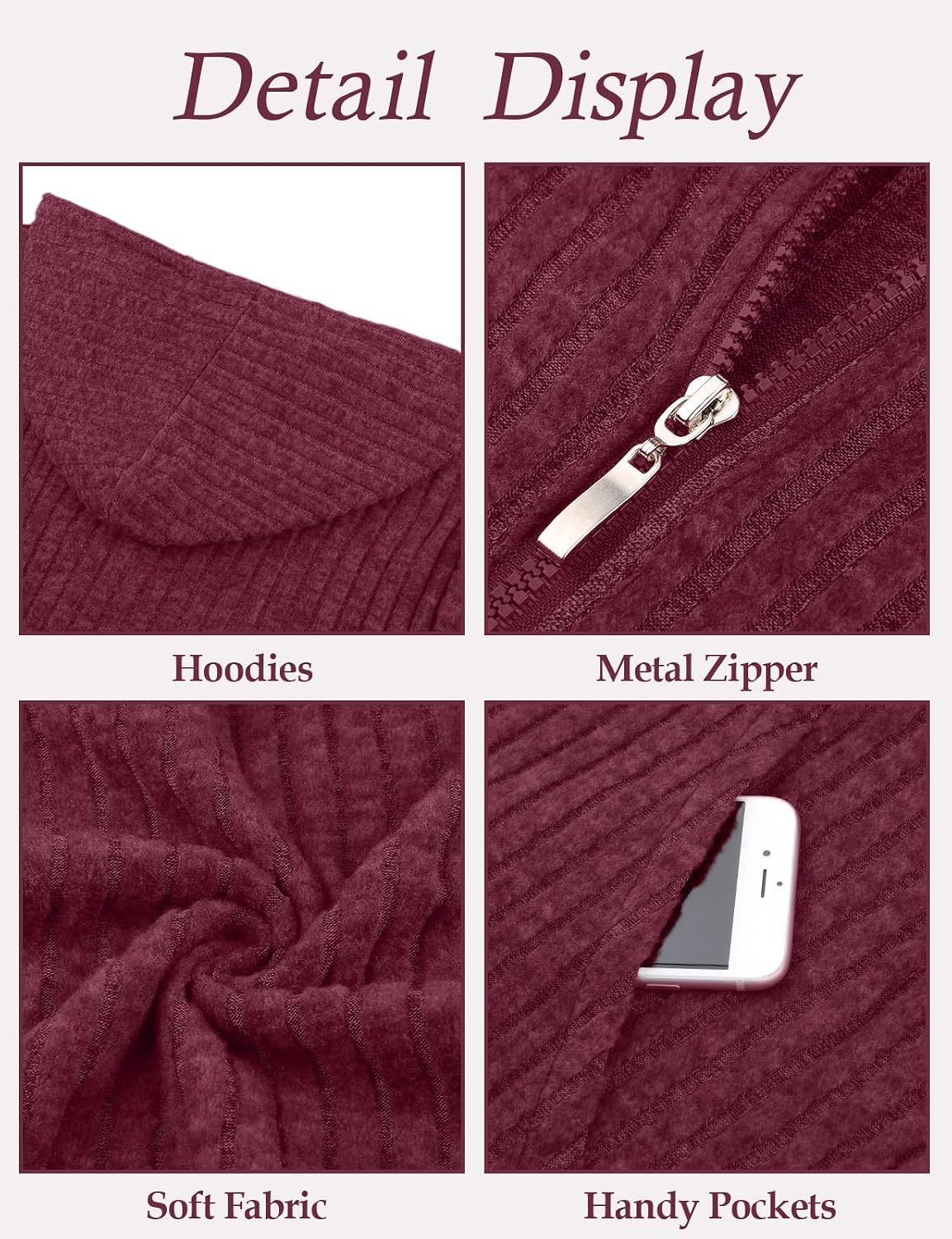 Detalle de Flikity damesvest met capuchon, ritssluiting en grote zakken, M-XXL