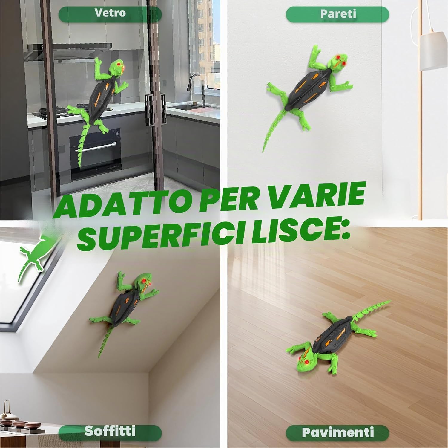 Thumbnail 4 de snookids Gecko Ragno Robotico: robot giocattolo arrampicatore con luci LED e telecomando