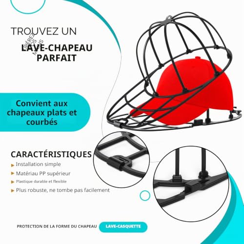 Thumbnail 2 de Eiito Lot de 2 lave-chapeaux avec cadre – pour casquettes de baseball adultes et enfants (noir)