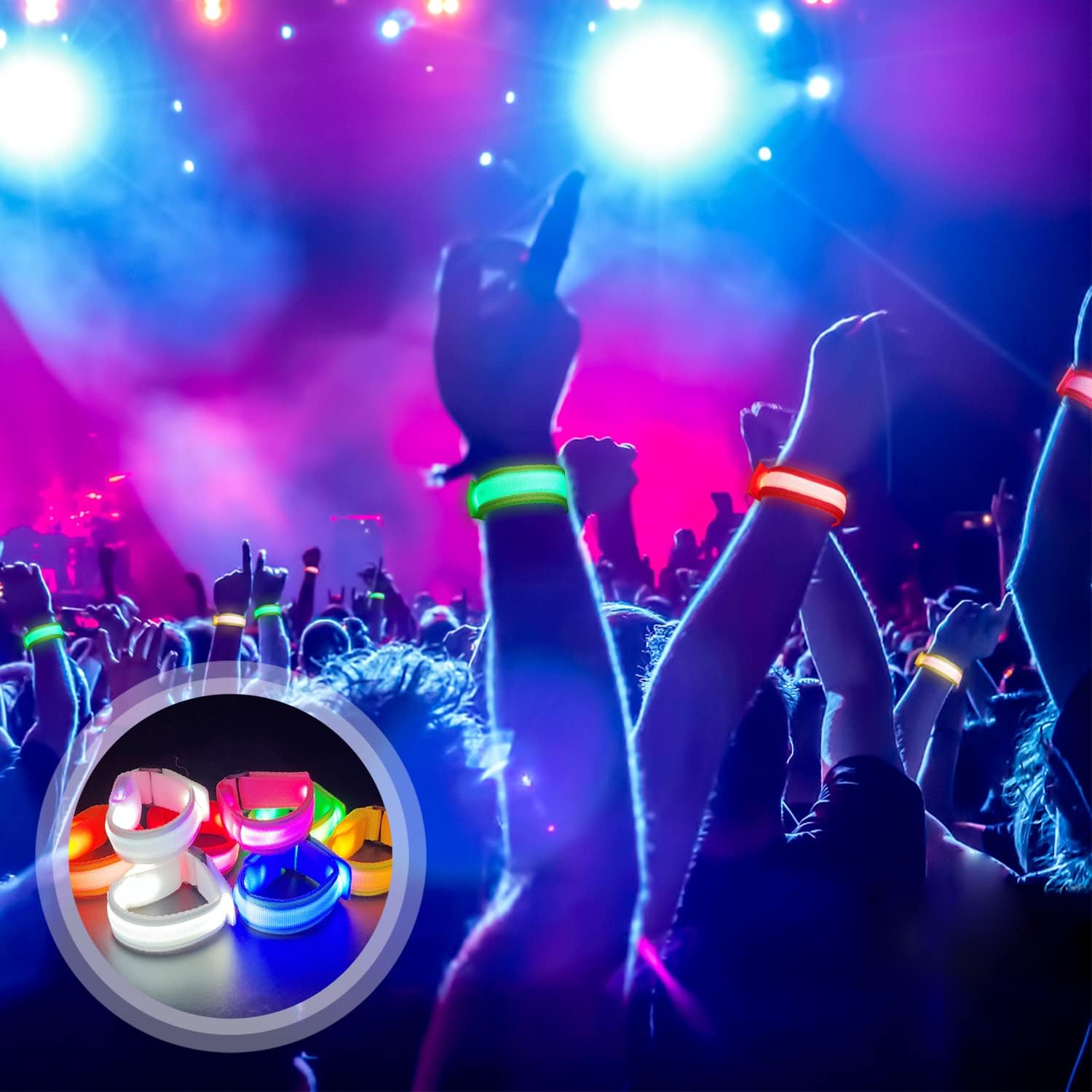 Detalle de M.best 8 Stück LED Light Up Armbänder – Glühen im Dunkeln, Vielseitige Party-Accessoires