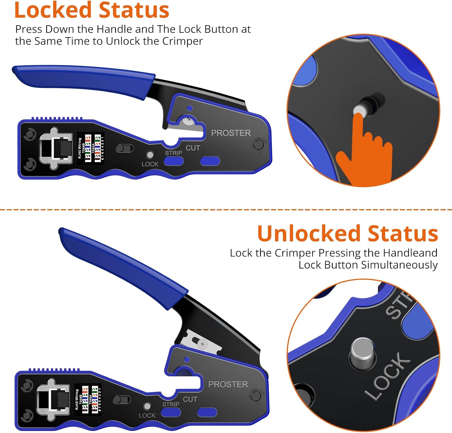 Detalle de Proster RJ45 Crimp Tool Set with 50 CAT6 connectors ðŸ›